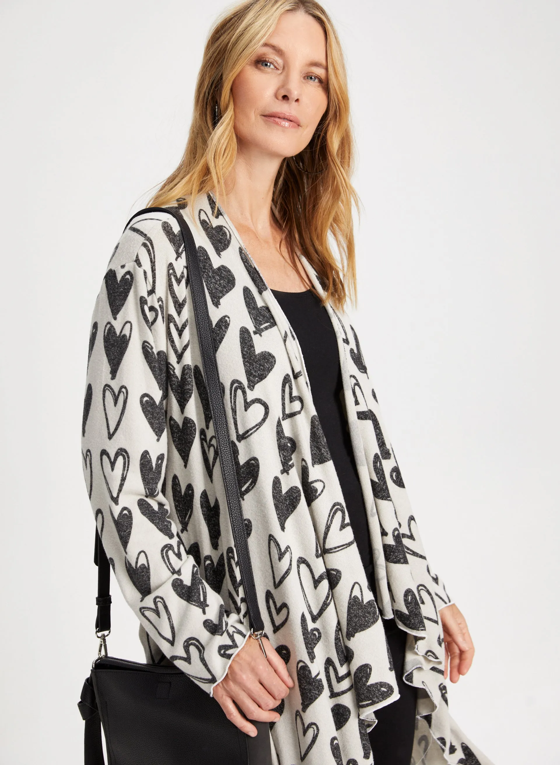 Heart Print Shawl Collar Cardigan sold by Laura product image thumbnail 5