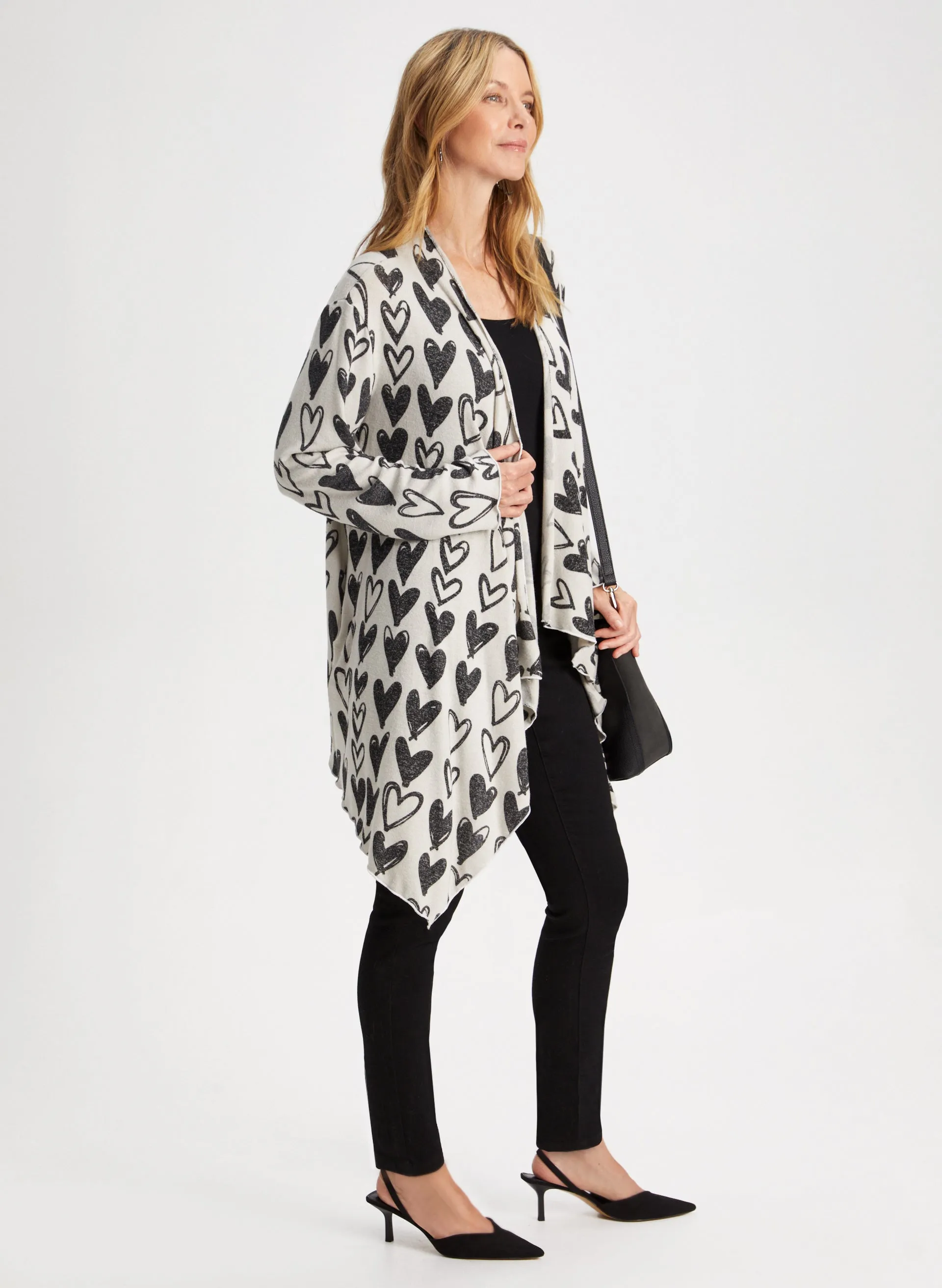 Heart Print Shawl Collar Cardigan sold by Laura product image thumbnail 3