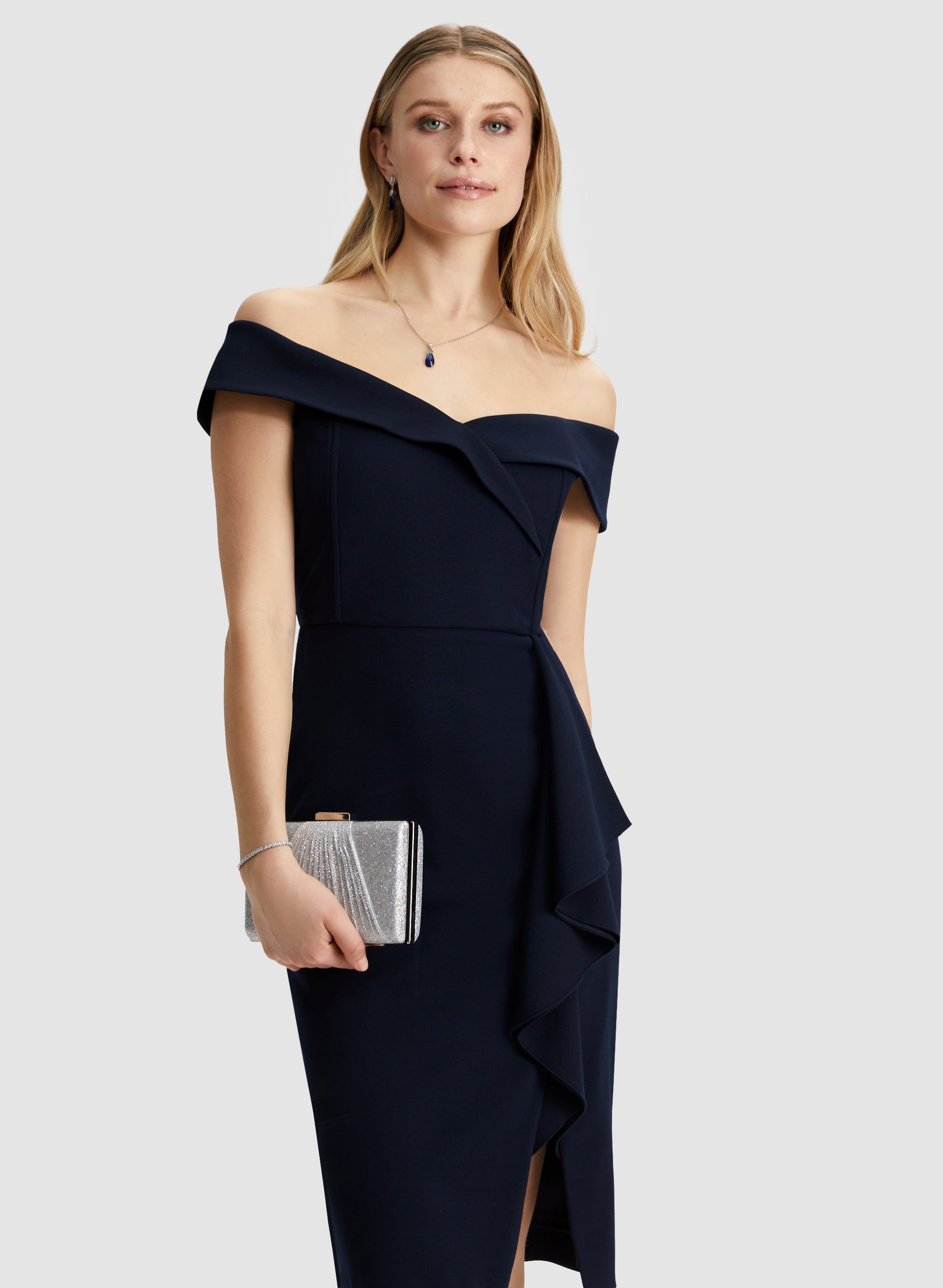 Bardot Neck Ruffle Detail Dress sold by Laura product image thumbnail 5