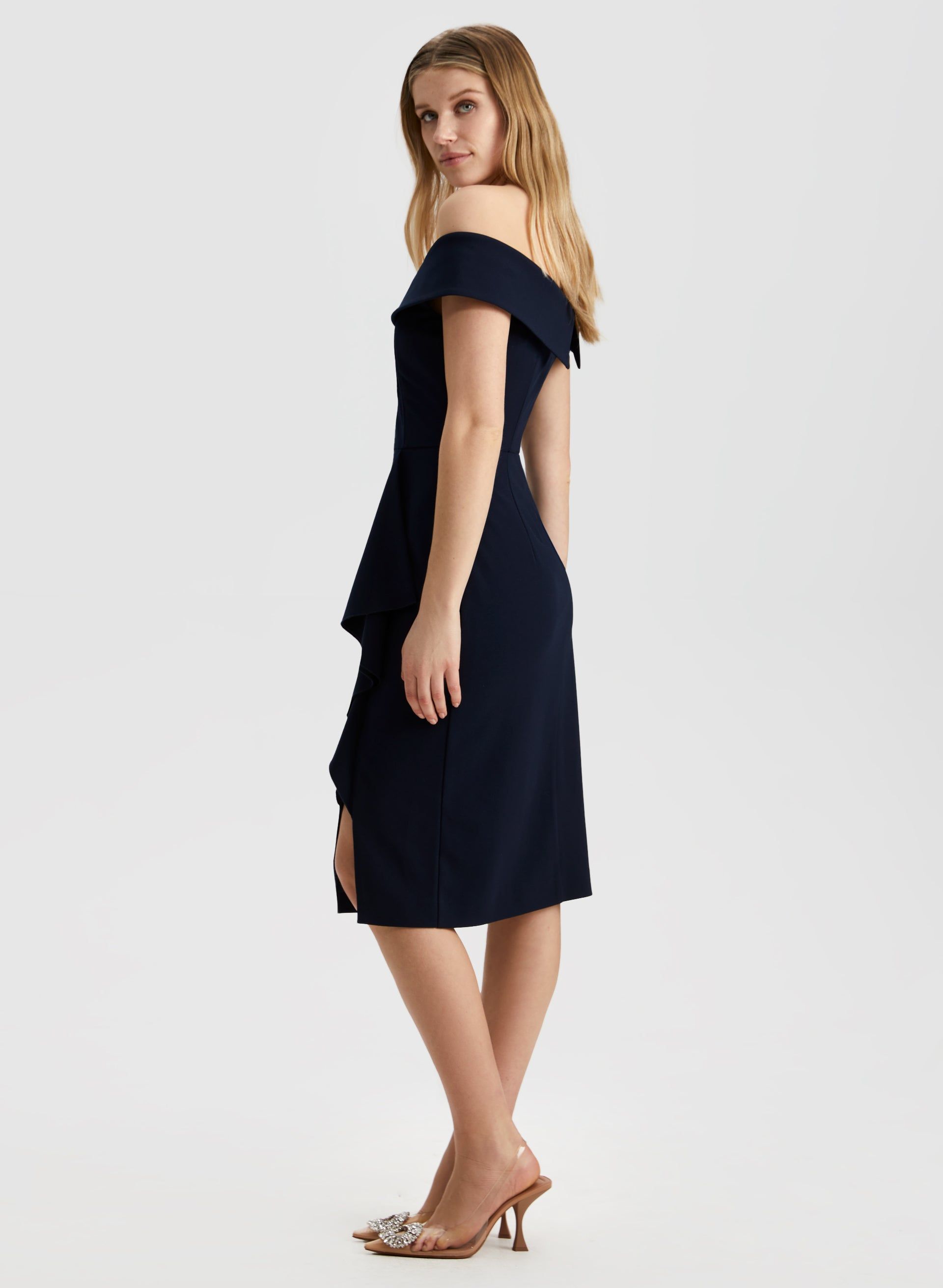 Bardot Neck Ruffle Detail Dress sold by Laura product image thumbnail 3