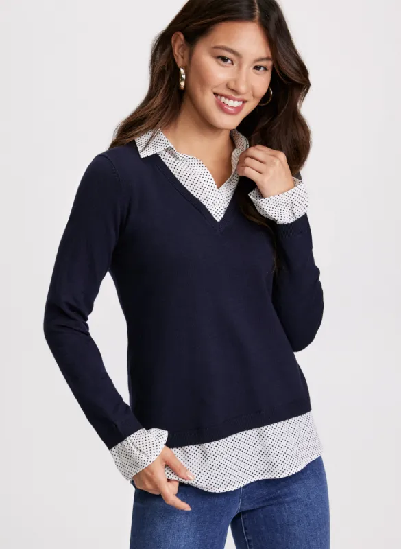 Dot Motif Fooler Sweater sold by Laura