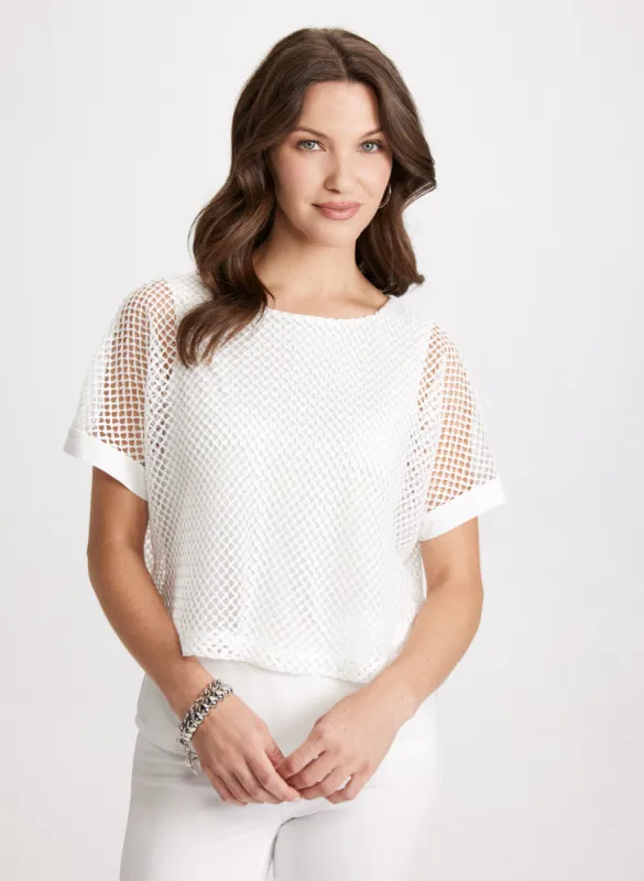 Short Sleeve Crochet Top sold by Laura