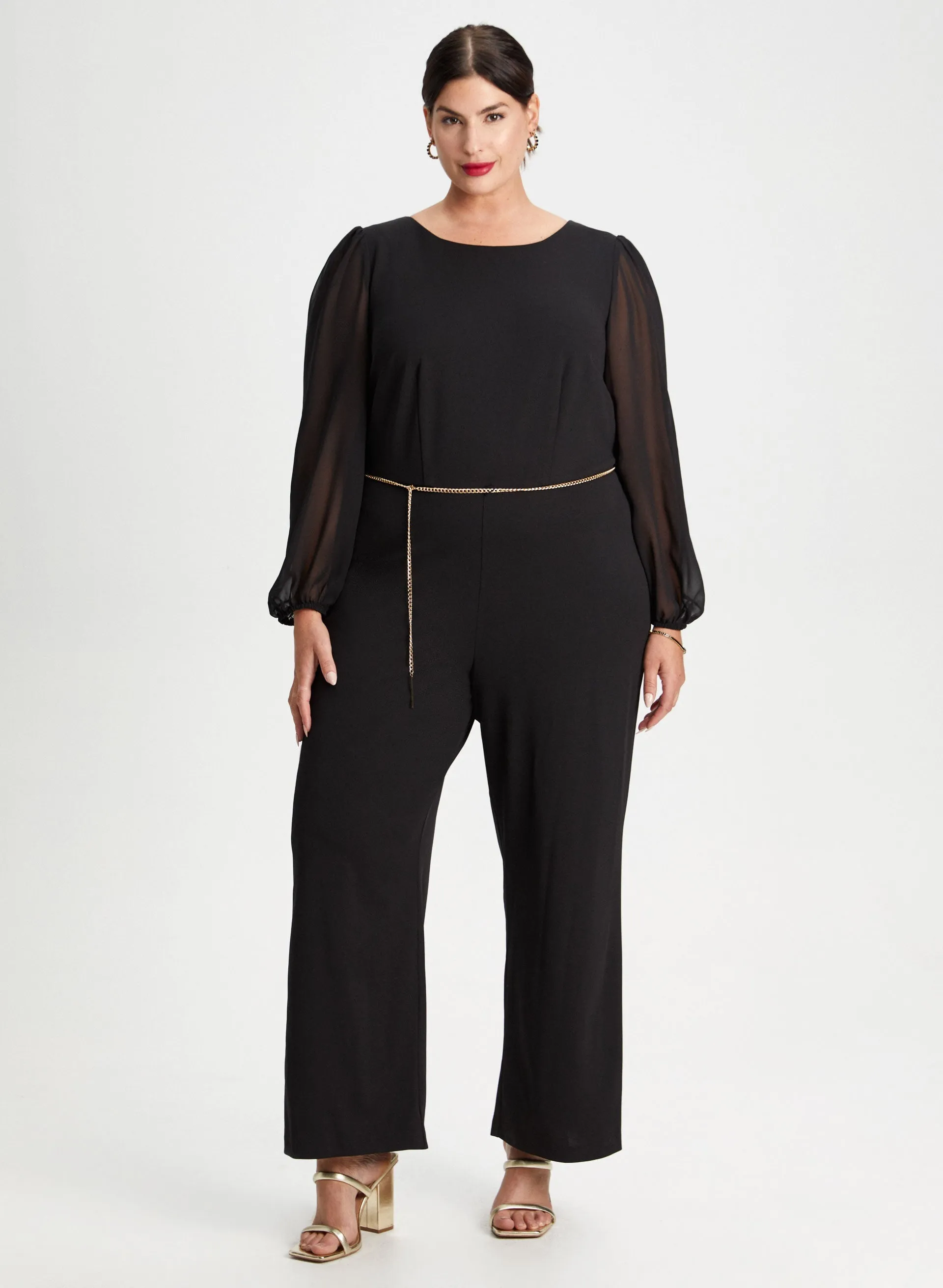 Wide Leg Belted Jumpsuit sold by Laura