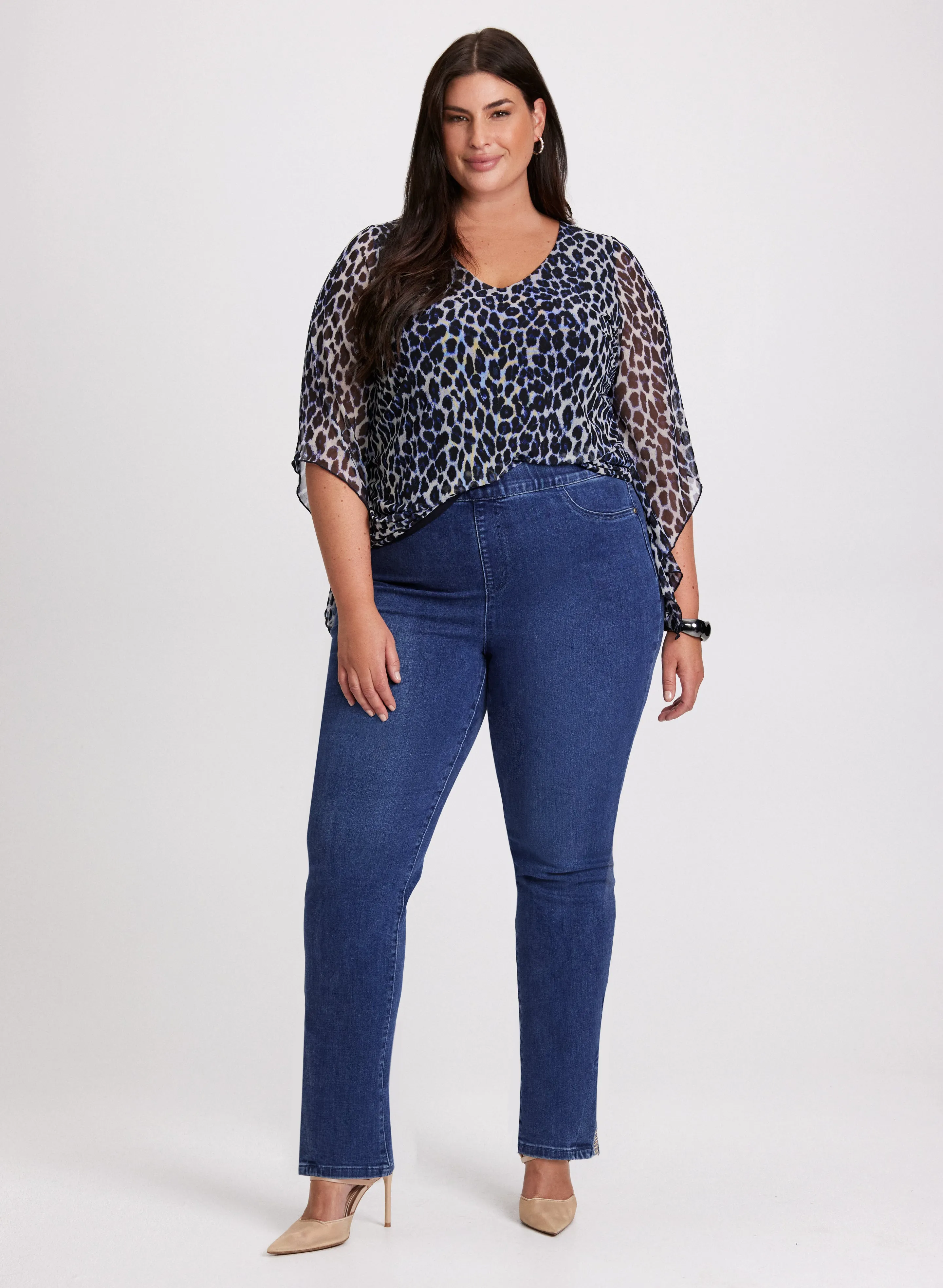Animal Print Top & Pull-On Jeans sold by Laura