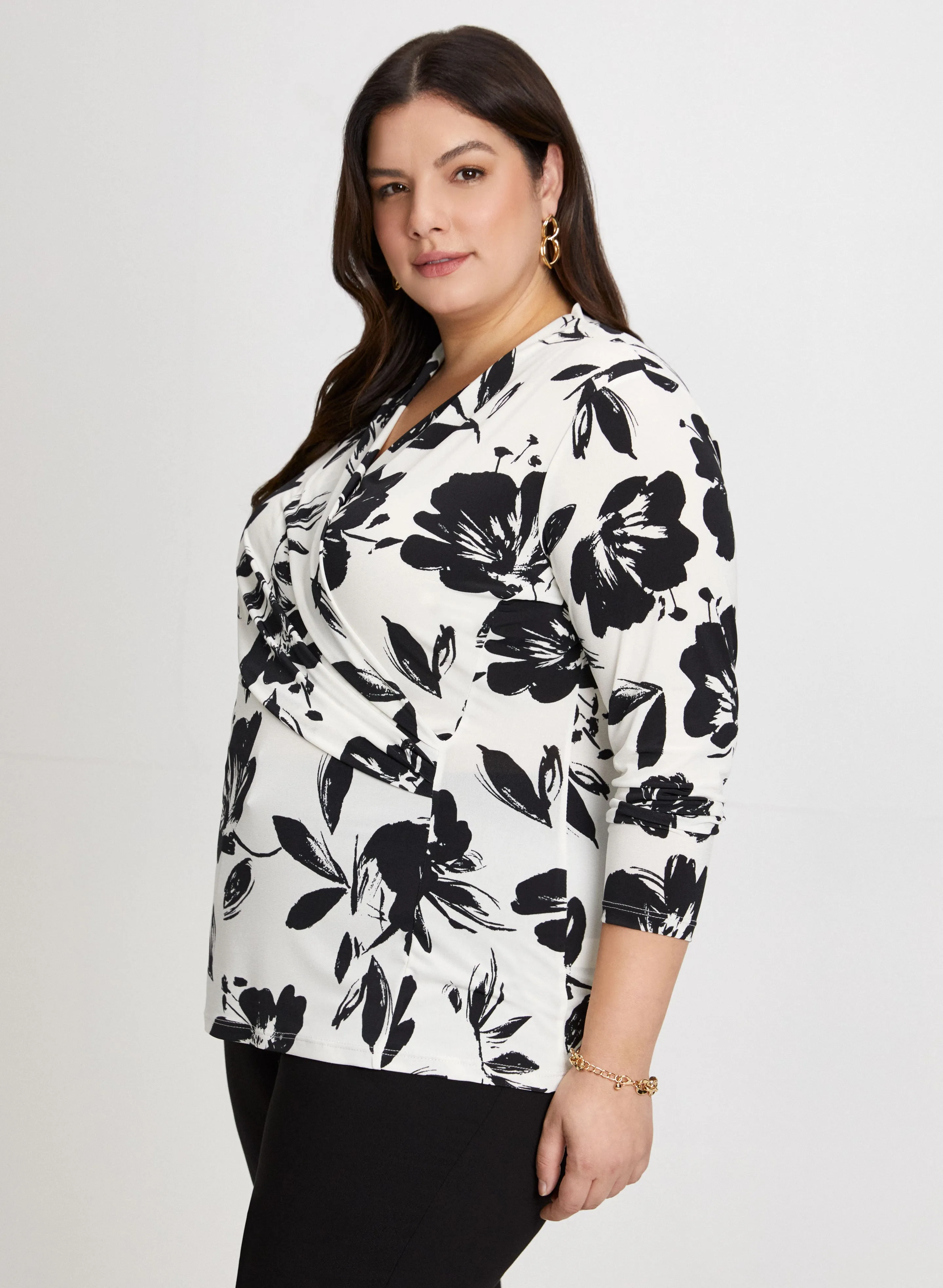 Wrap-Style Floral Motif Top sold by Laura product image thumbnail 5