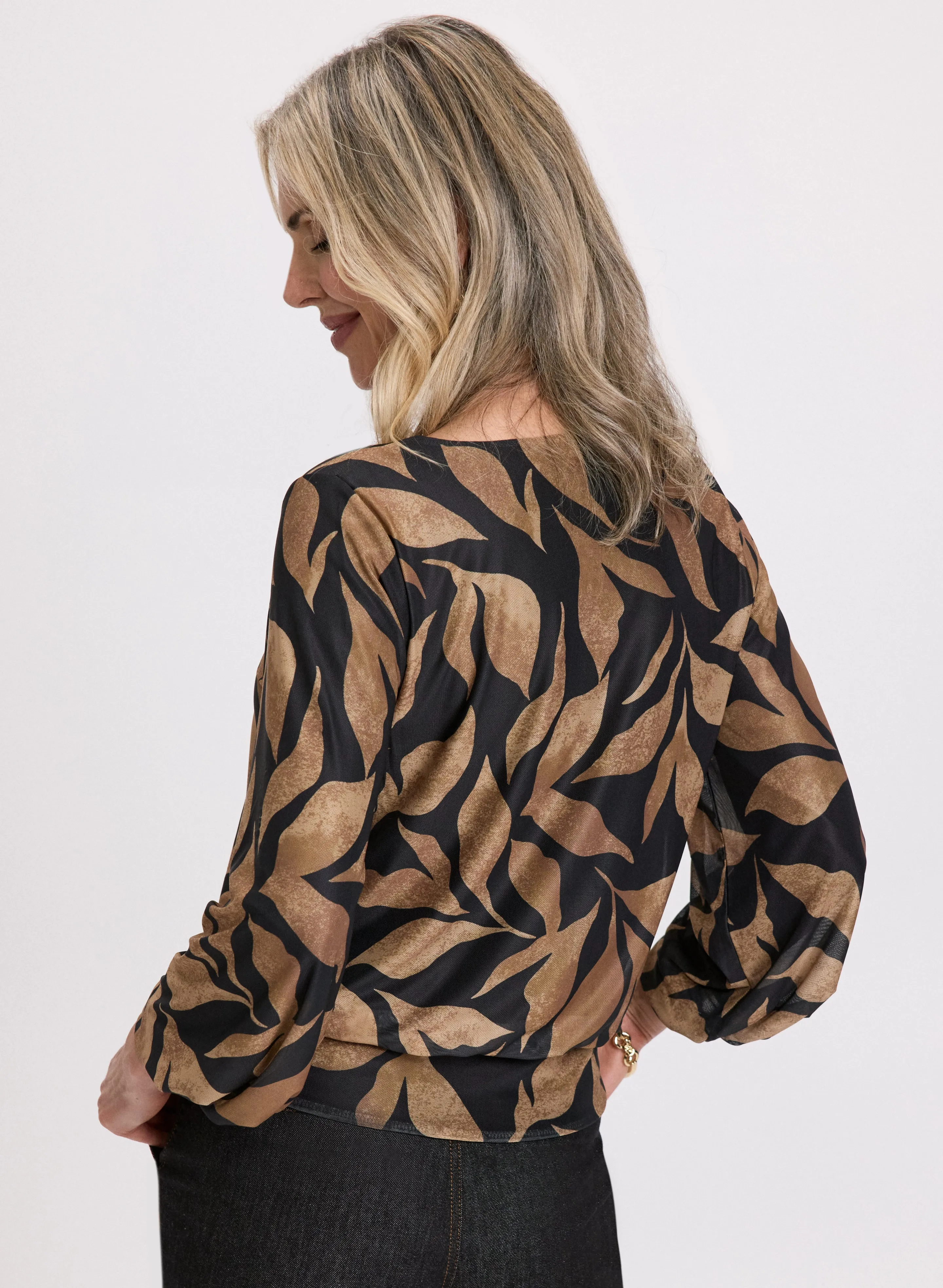 Leaf Print 3/4 Sleeve Top sold by Laura product image thumbnail 4