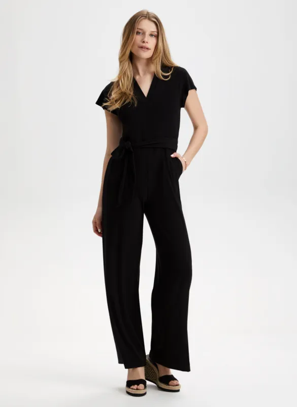 Wide Leg V-Neck Jumpsuit sold by Laura