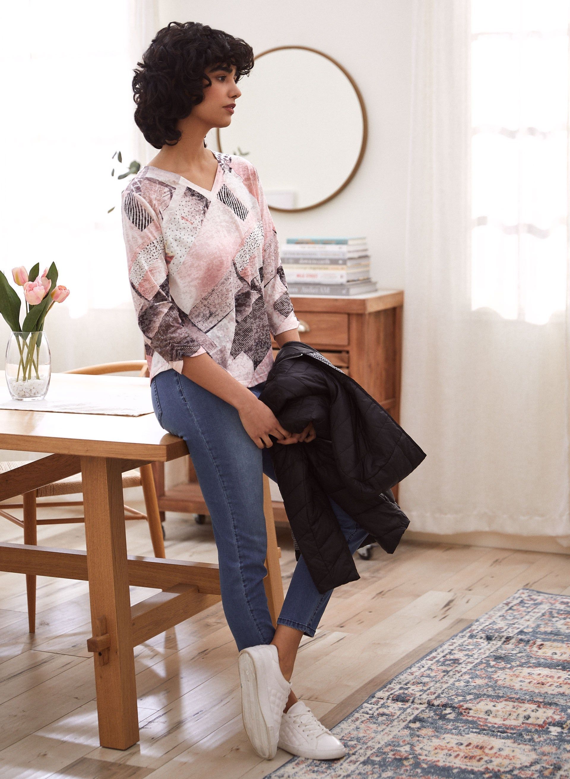 Abstract Geometric Print Burnout Tee sold by Laura product image thumbnail 3