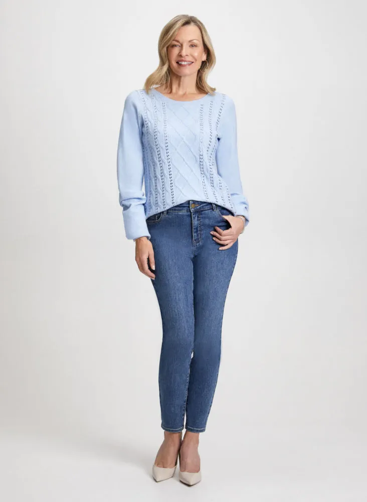 Cable Knit Sweater & Slim Leg Jeans sold by Laura