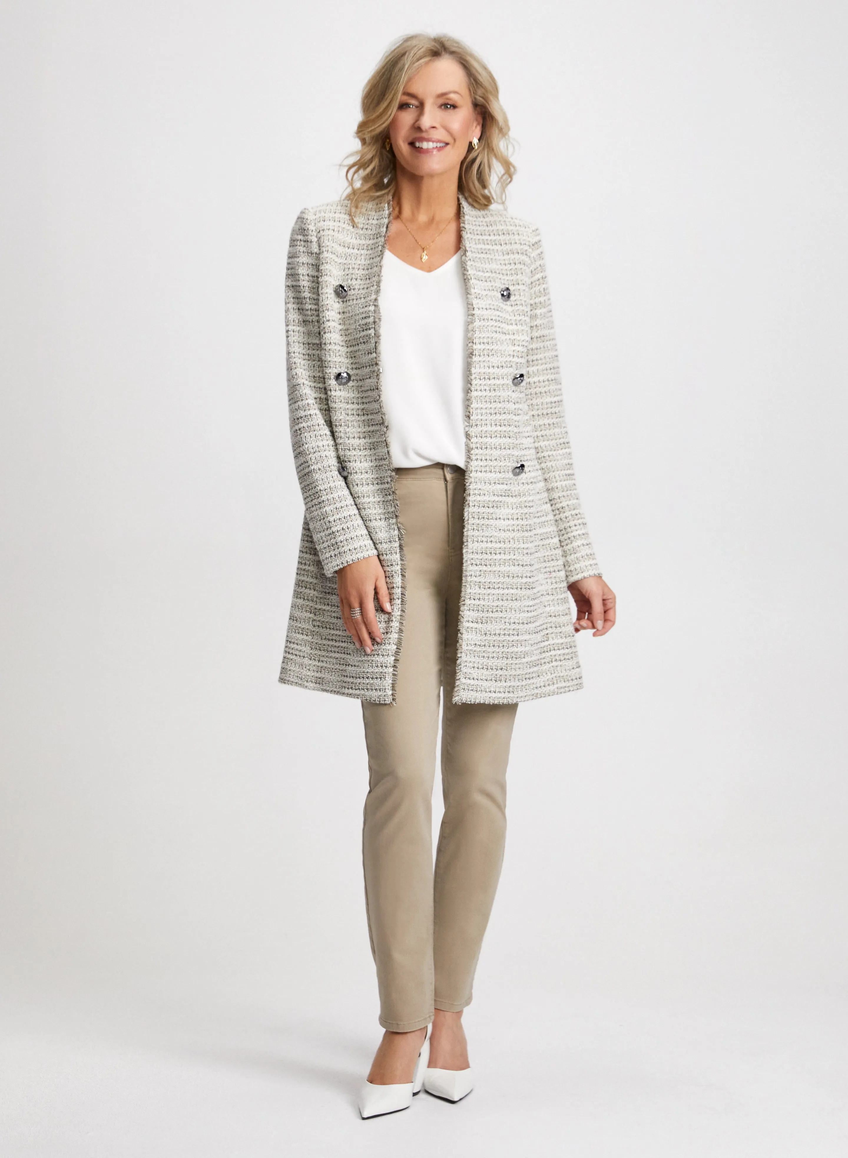 Fringe Trim Jacket & Embroidered Jeans sold by Laura