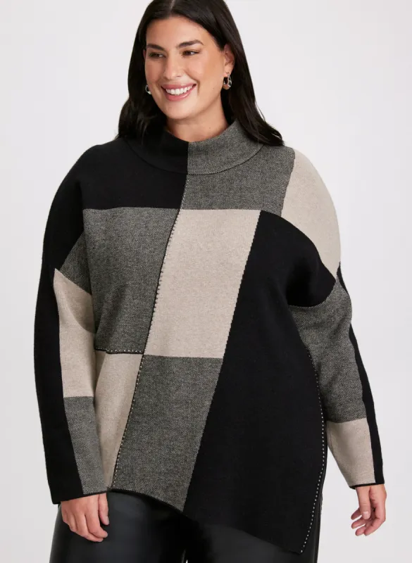 Joseph Ribkoff - Mock Neck Colour Block Sweater sold by Laura