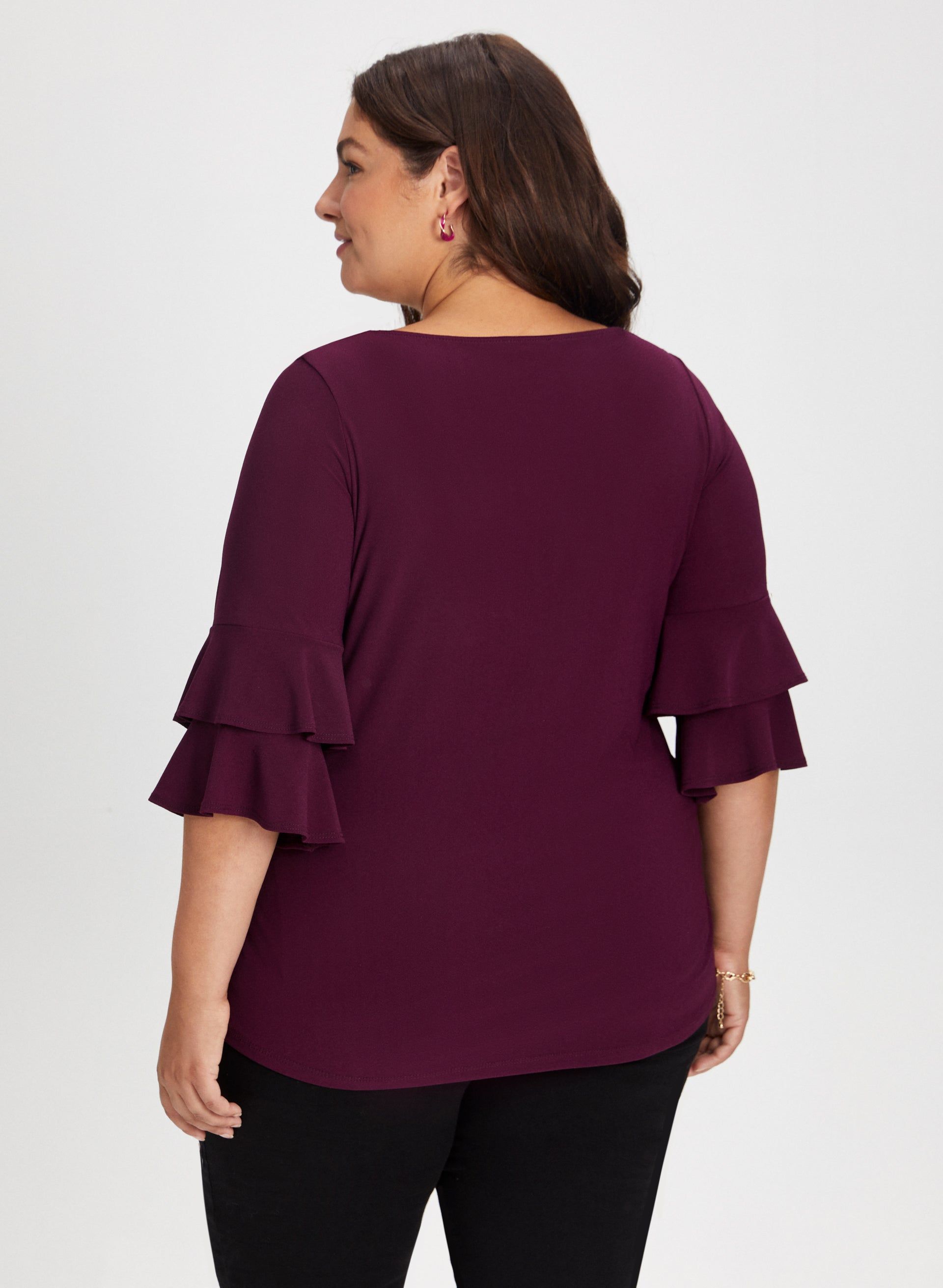 Ruffle Sleeve Keyhole Top sold by Laura product image thumbnail 4