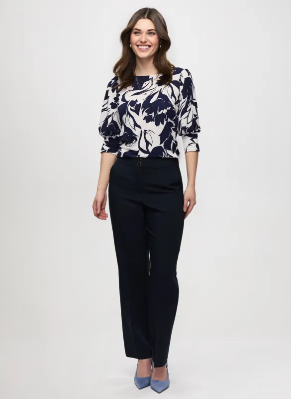 Floral 3/4 Sleeve Top & Straight Leg Pants sold by Laura