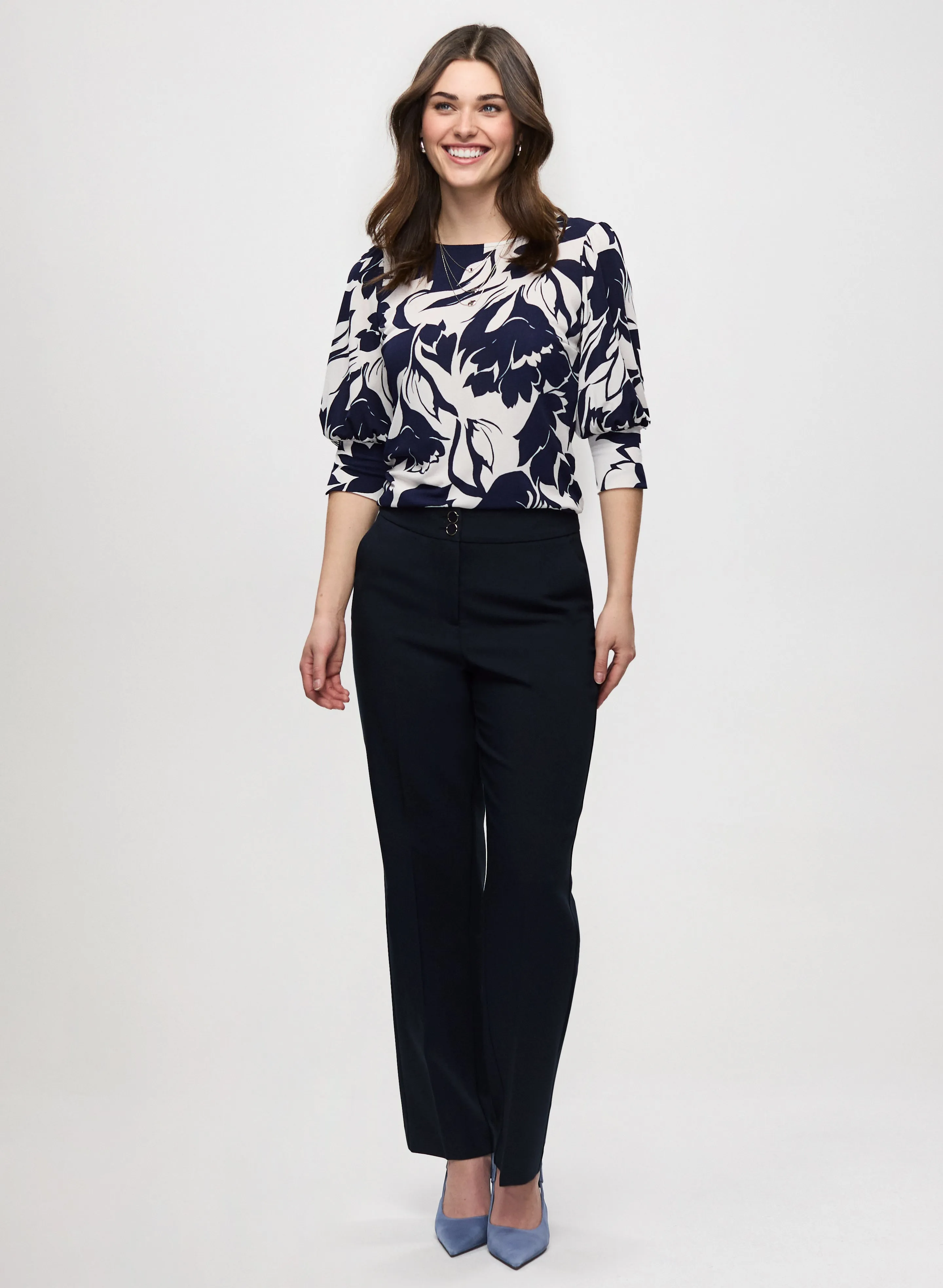 Floral 3/4 Sleeve Top & Straight Leg Pants sold by Laura