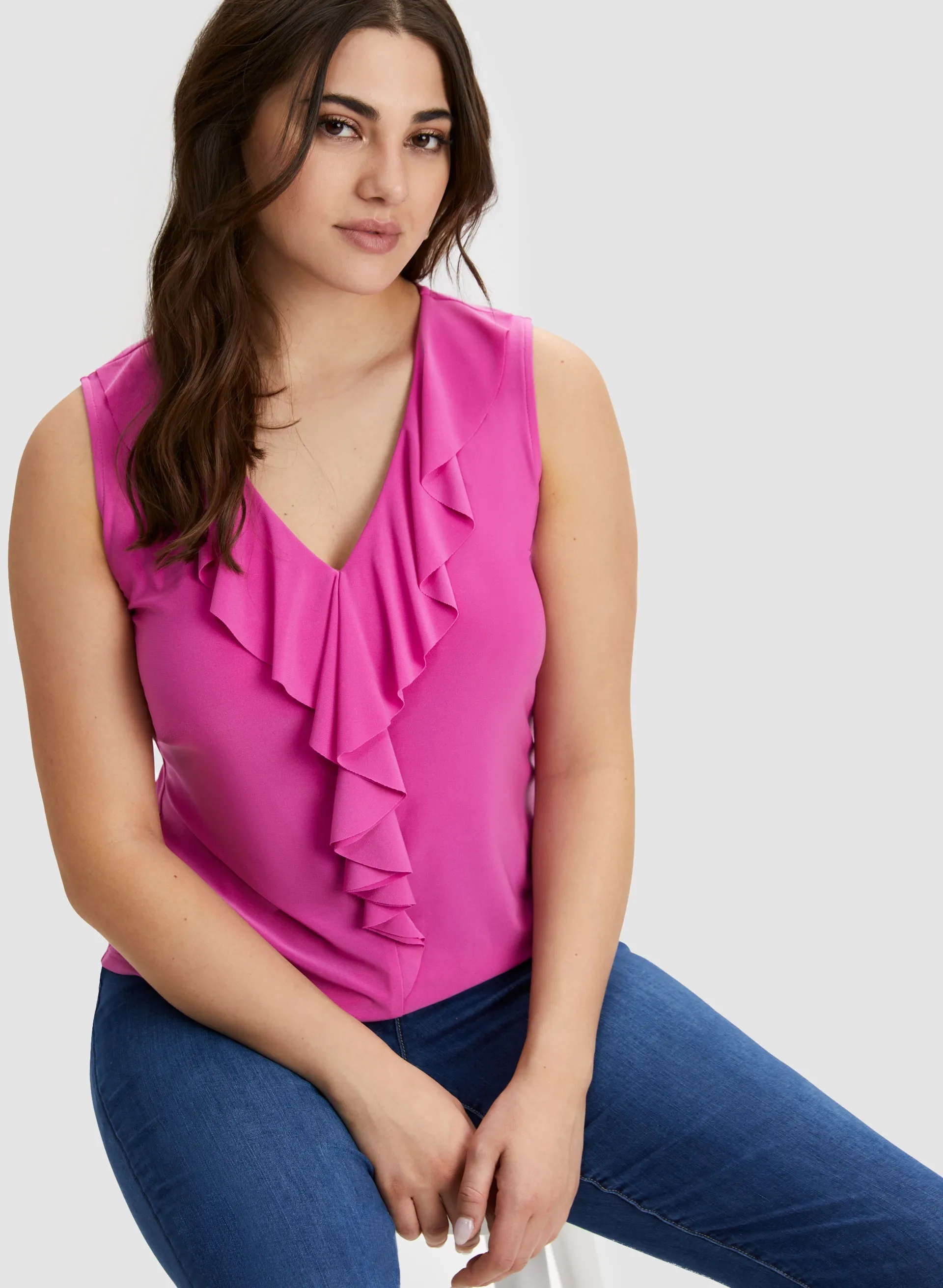 Ruffle Front Sleeveless Top sold by Laura product image thumbnail 5