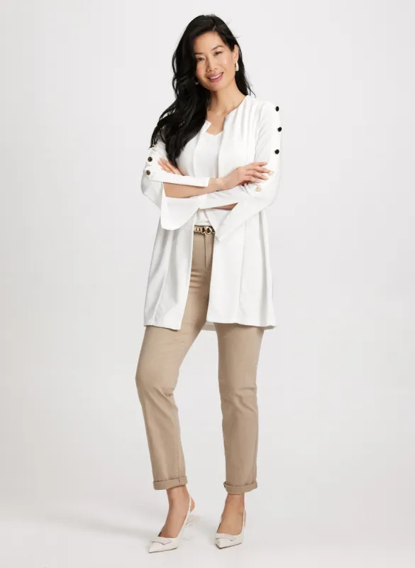 Sleeveless V-Neck Blouse & Embroidered Denim Pants sold by Laura