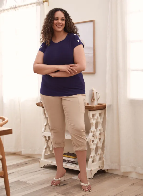 Button Detail Drop Shoulder Top sold by Laura