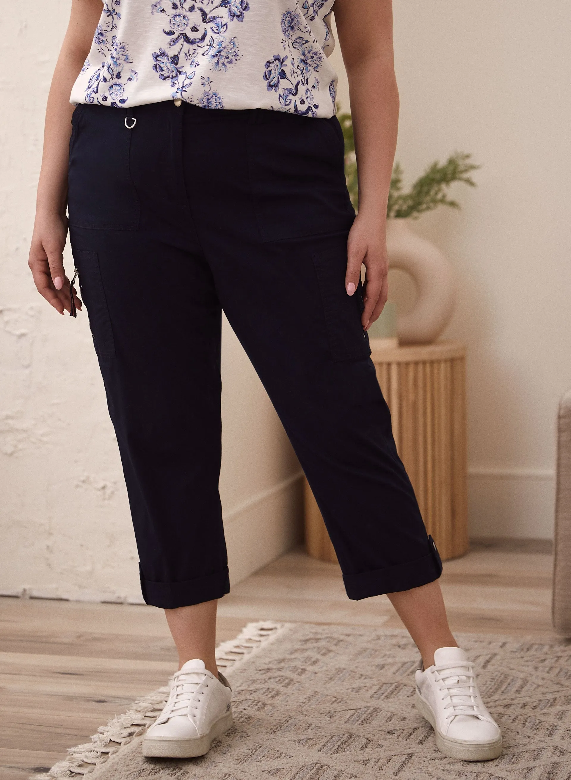 Zipper Detail Cargo Capris sold by Laura