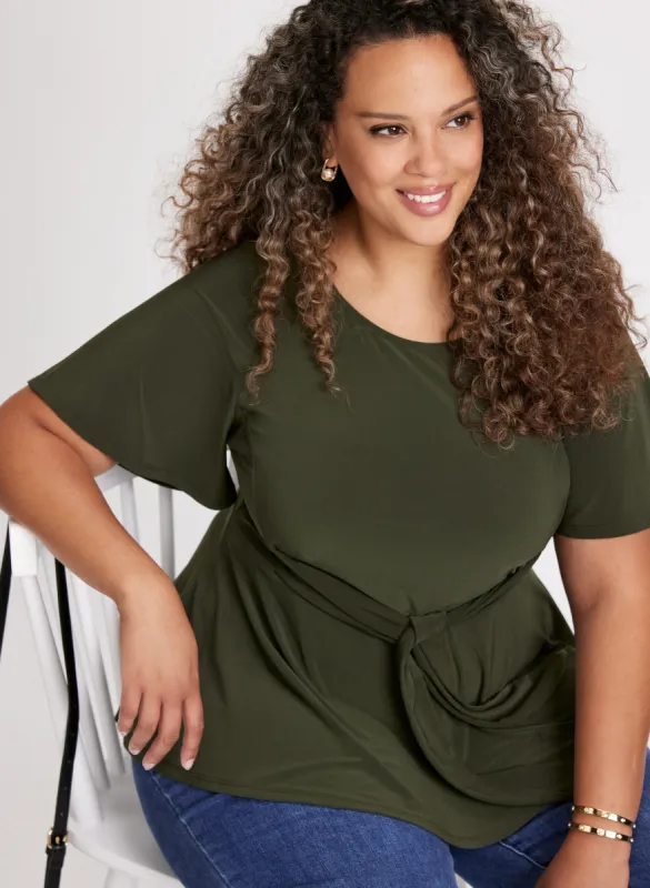 Elbow Sleeve Peplum Top sold by Laura