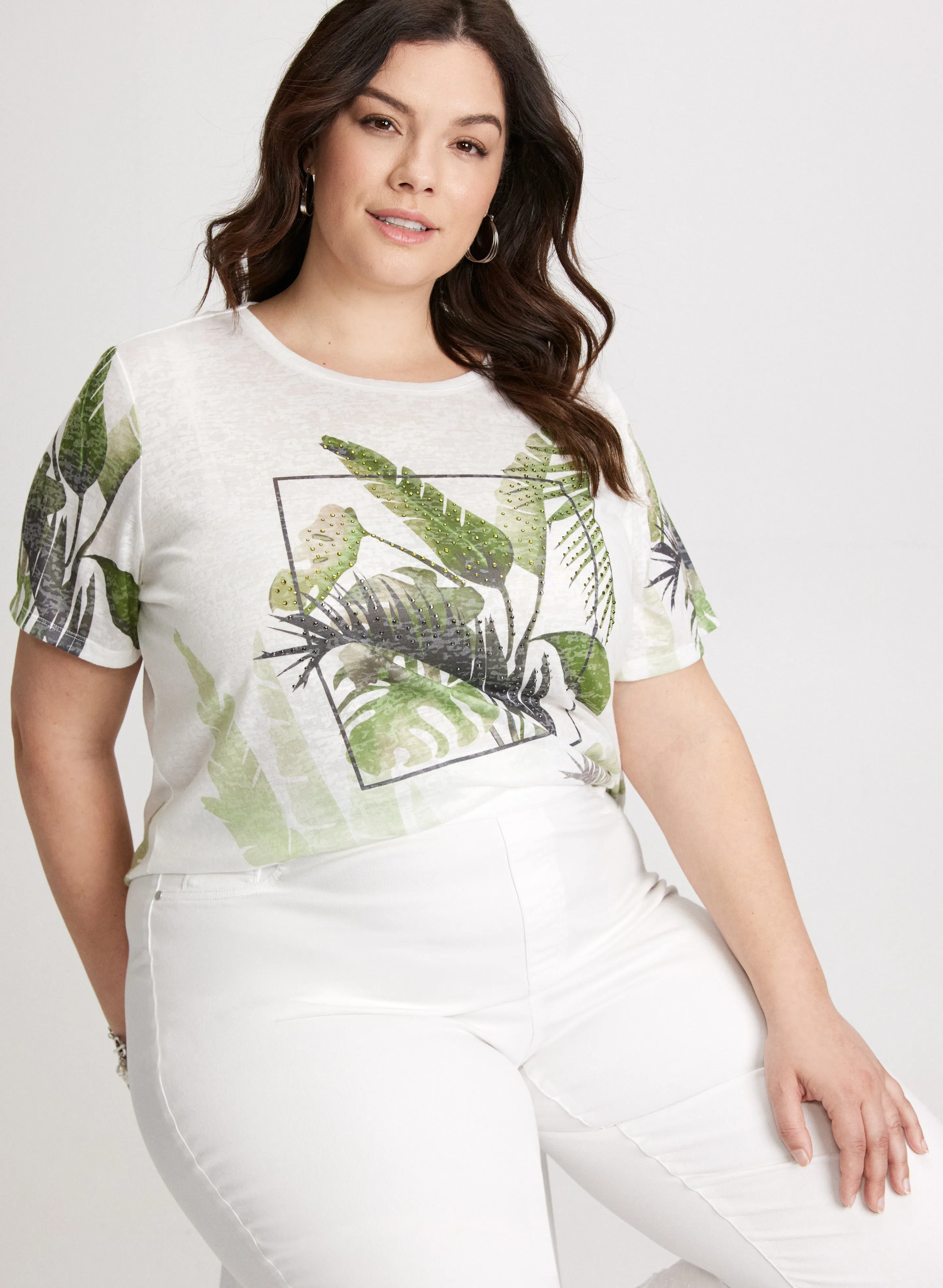 Tropical Print Burnout T-Shirt sold by Laura product image thumbnail 5