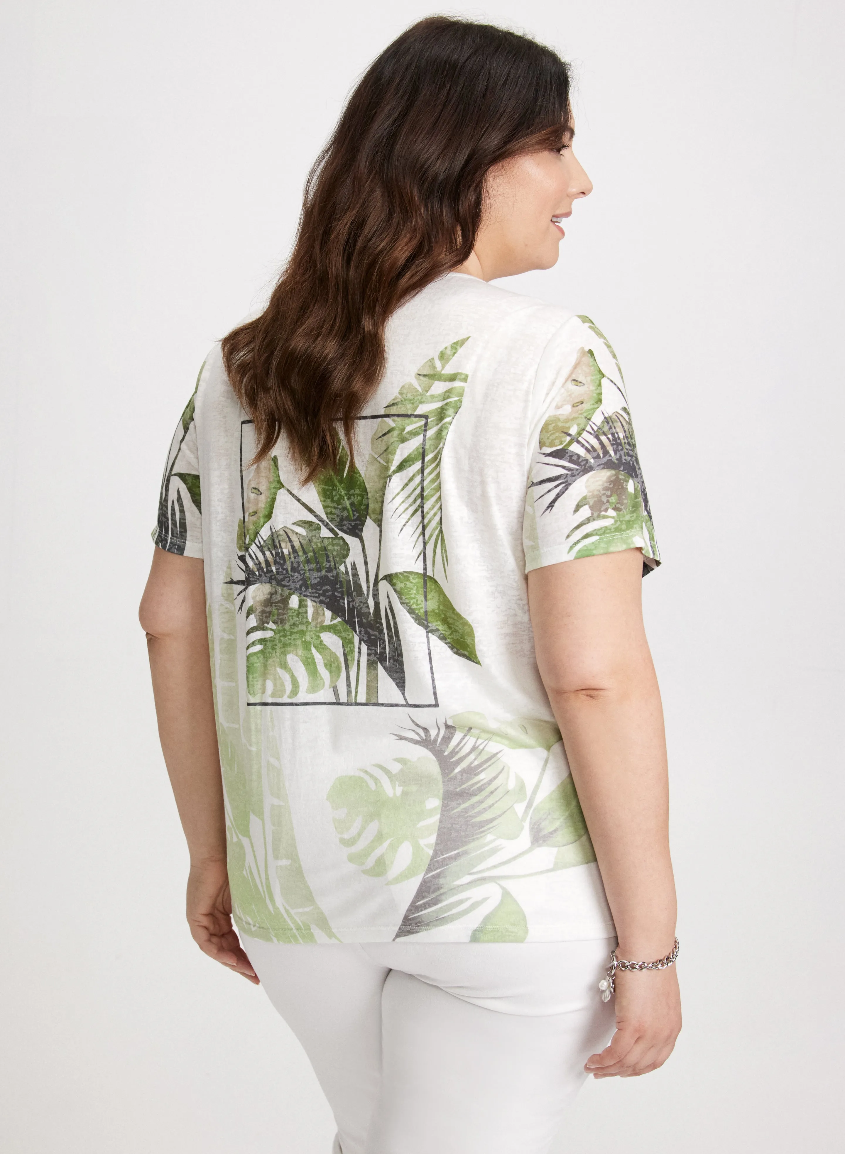 Tropical Print Burnout T-Shirt sold by Laura product image thumbnail 4