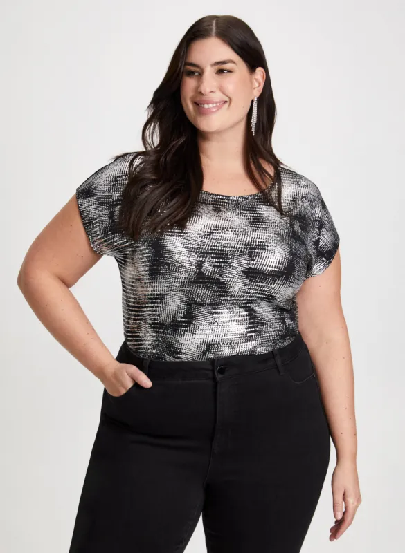 Abstract Metallic Print Top sold by Laura