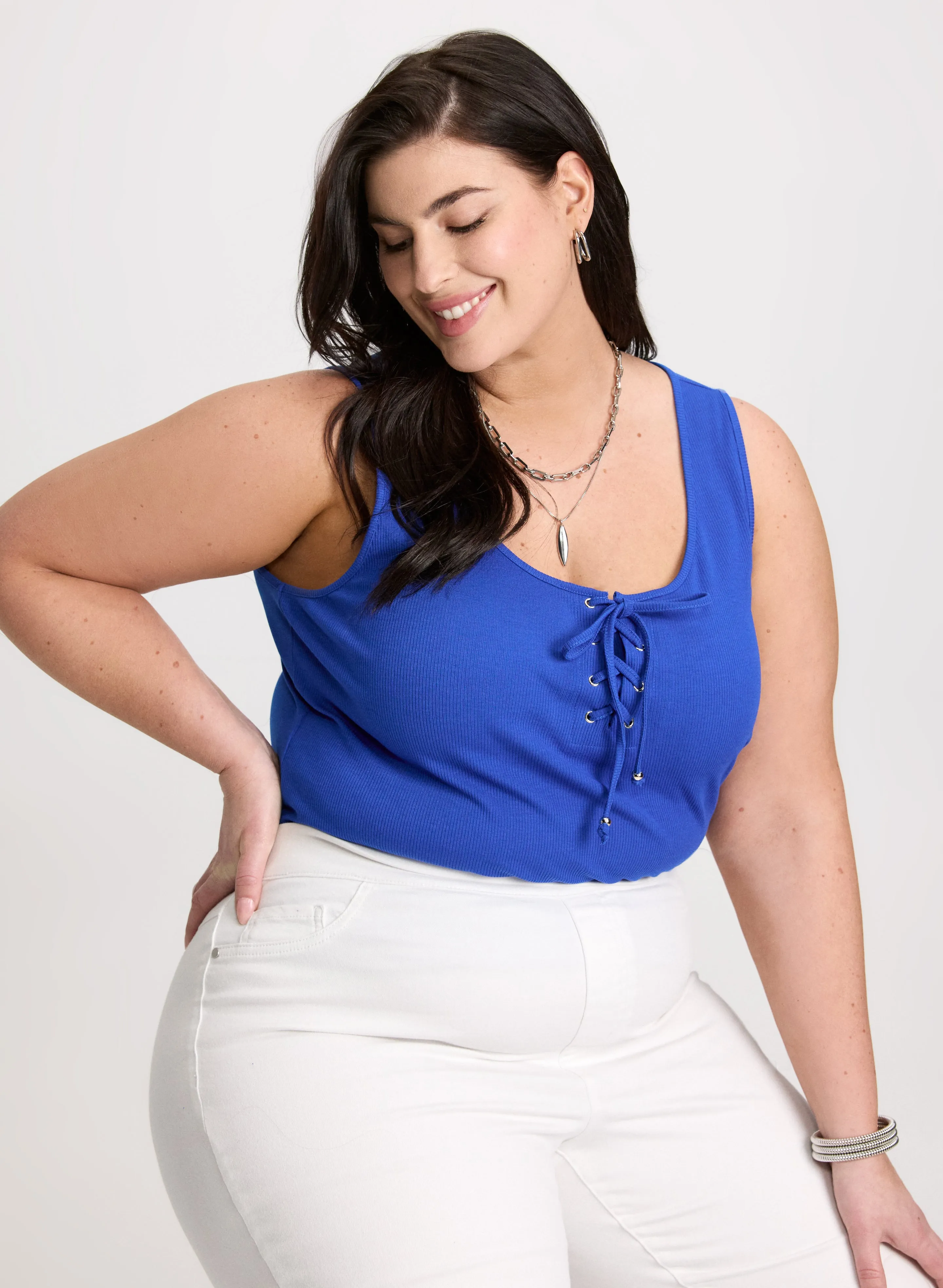 Lace-Up Ribbed Tank sold by Laura