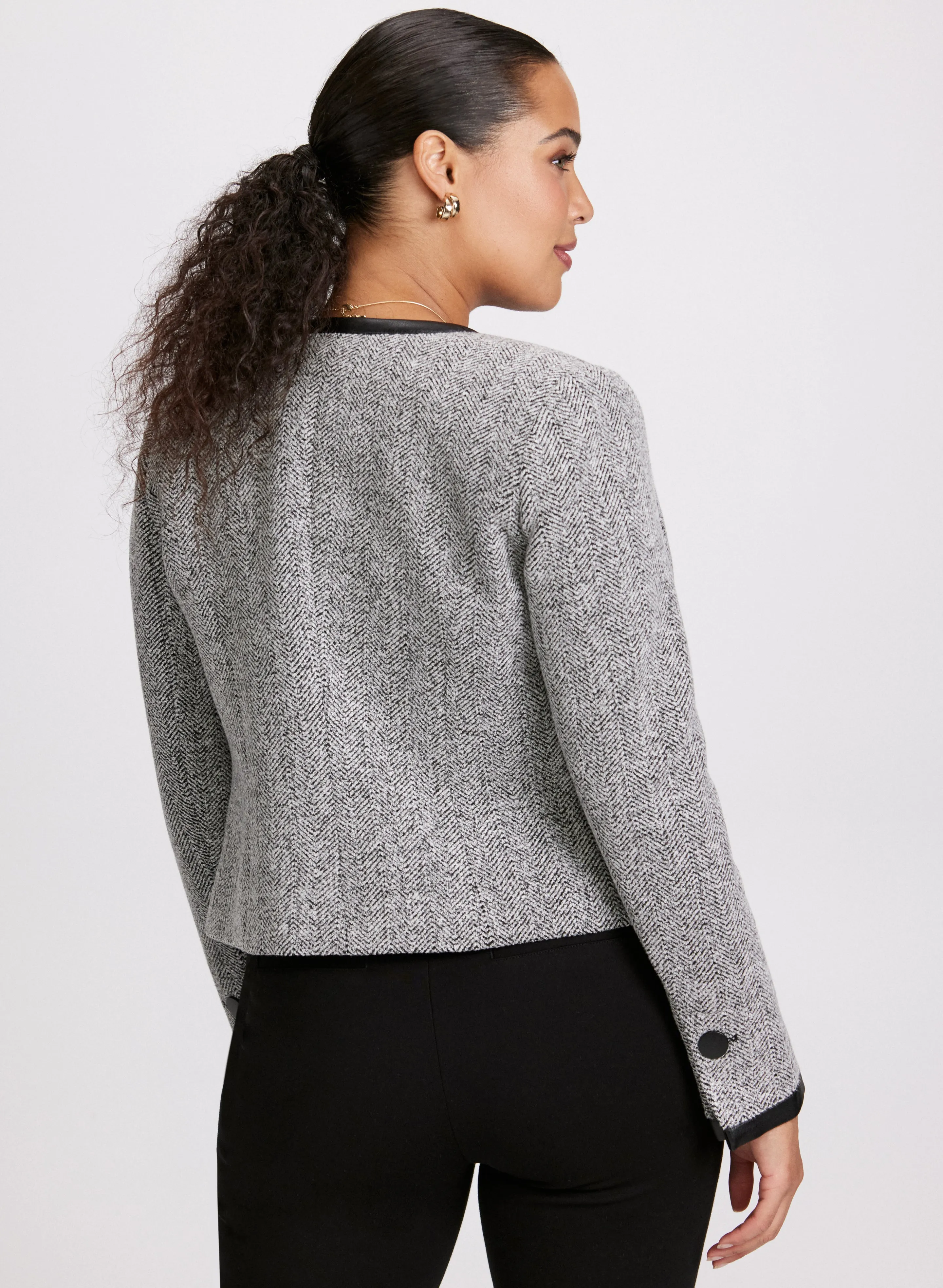 Contrast Trim Herringbone Jacket sold by Laura product image thumbnail 3