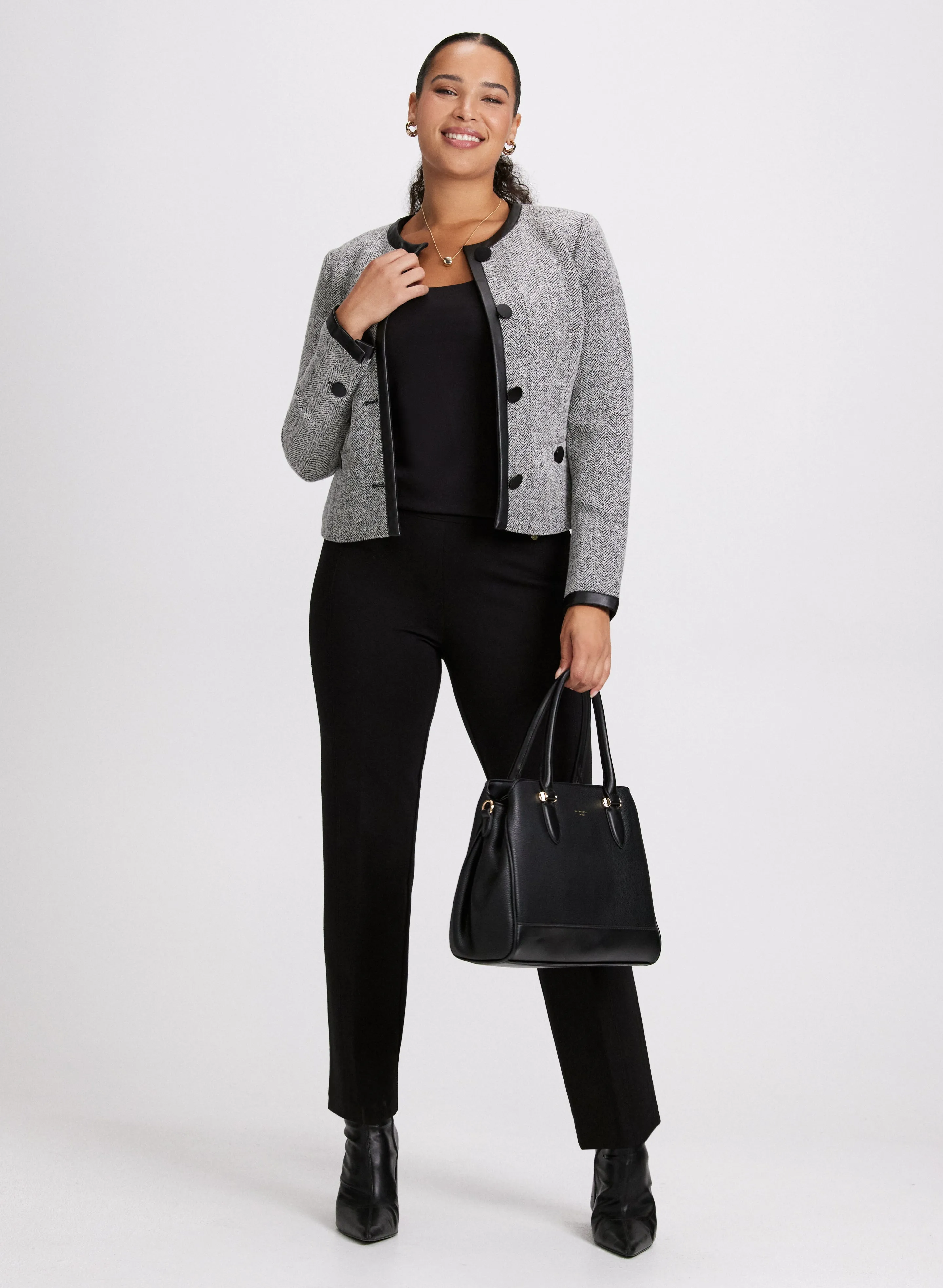 Contrast Trim Herringbone Jacket sold by Laura product image thumbnail 4