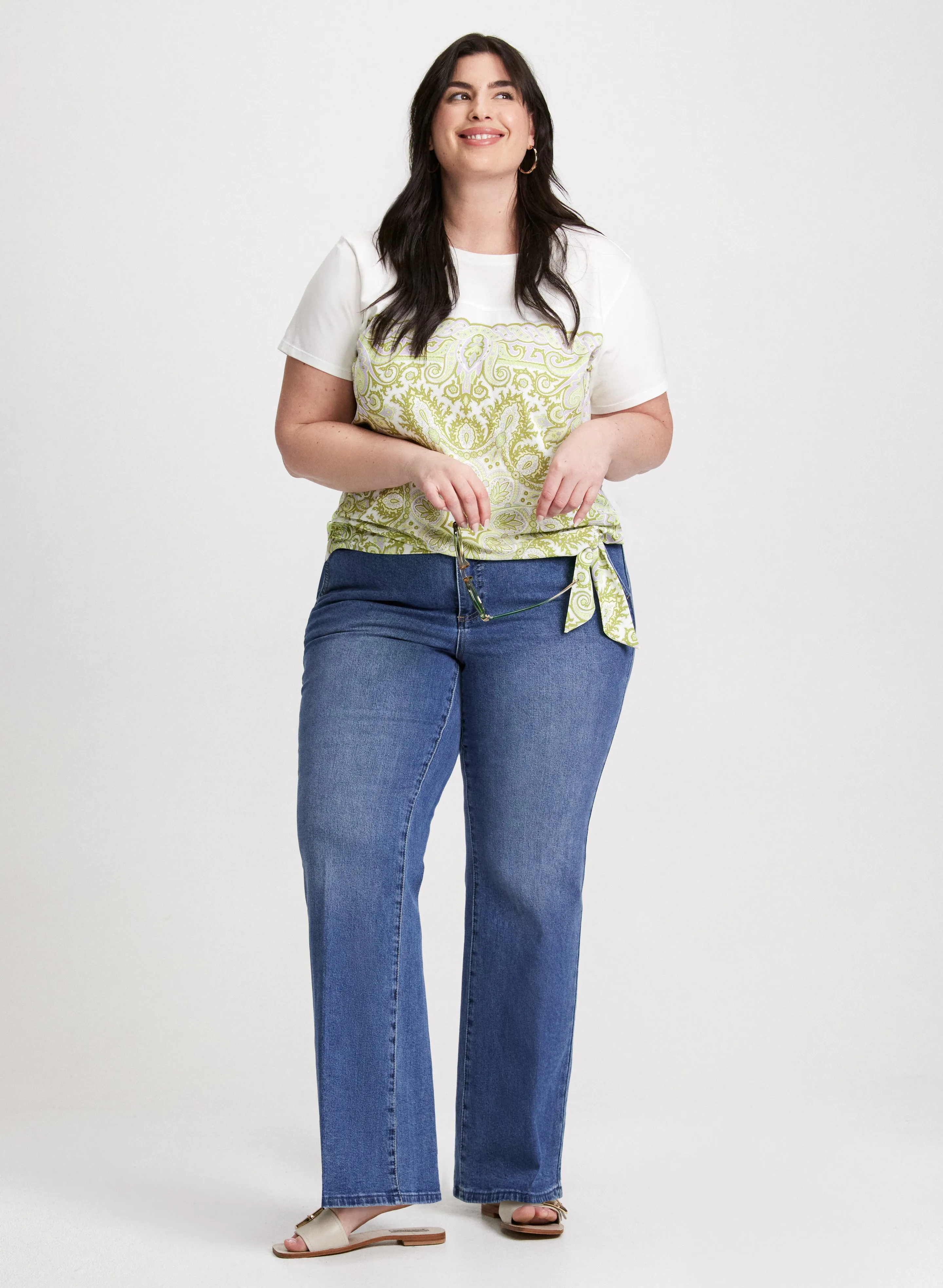 Paisley T-Shirt & Flare Leg Denim Pants sold by Laura