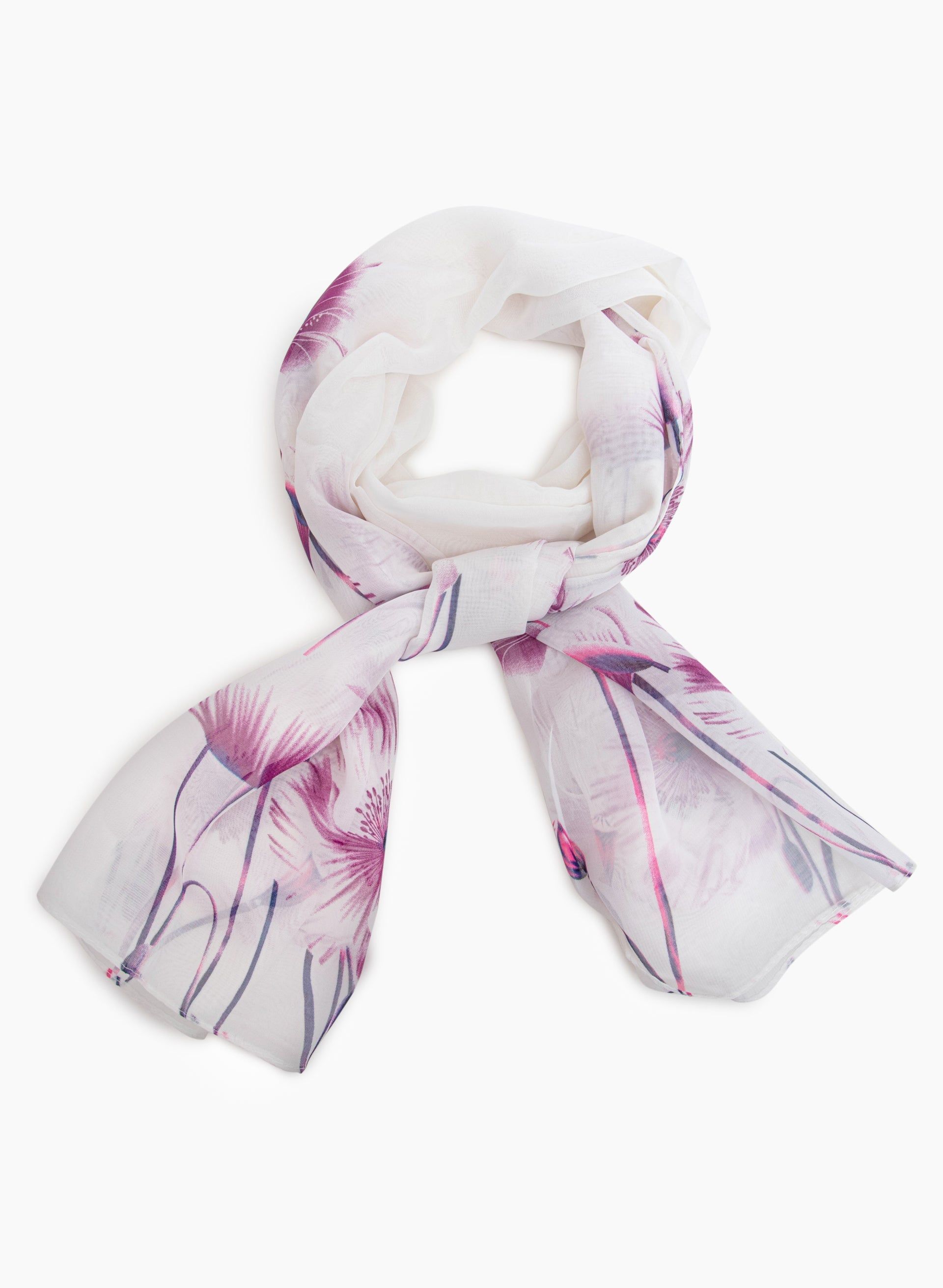 Sheer Floral Motif Chiffon Scarf sold by Laura