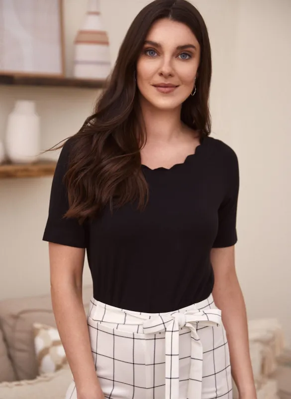 Scalloped Neck Tee sold by Laura