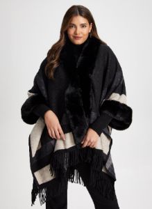 Faux-Fur & Plaid Poncho sold by Laura