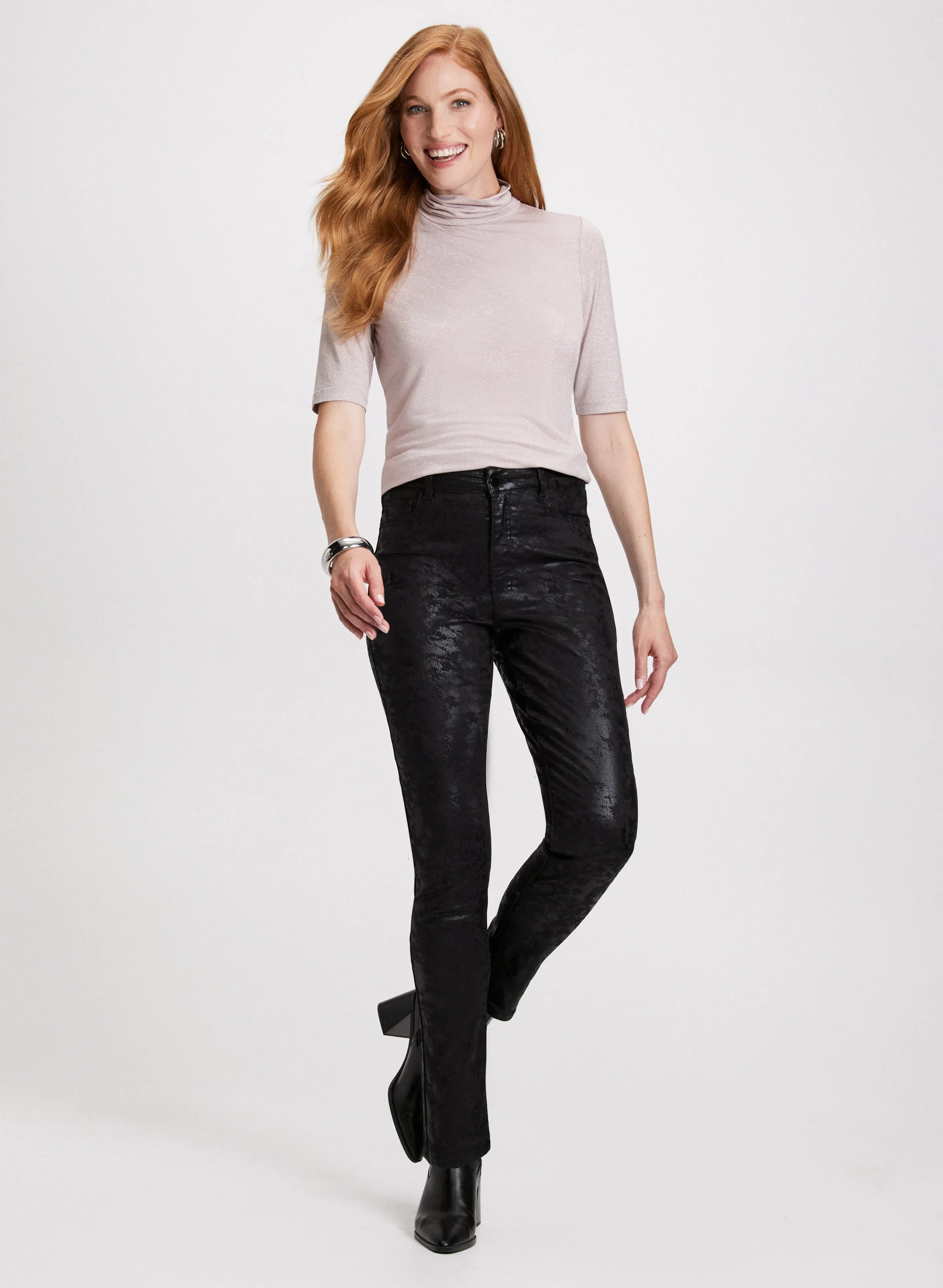 Turtleneck Top & Slim-Leg Jeans sold by Laura