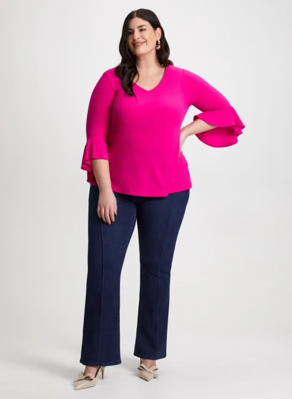 Flutter-Sleeve Top & Bootcut Jeans sold by Laura
