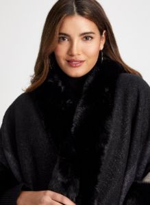 Faux-Fur & Plaid Poncho sold by Laura