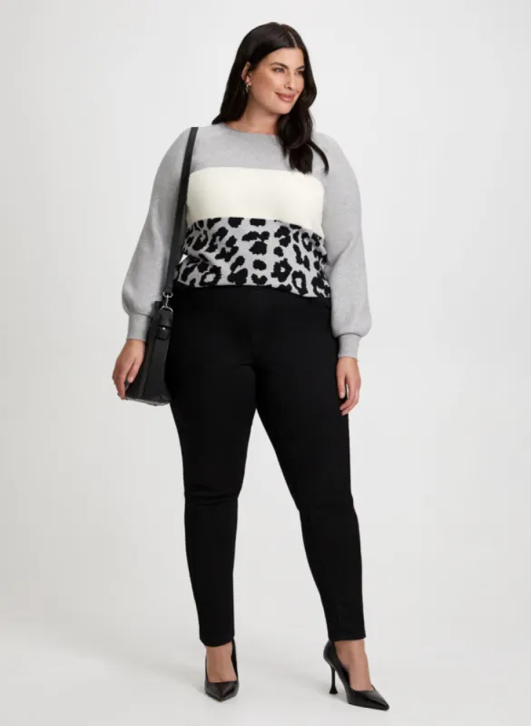 Colour Block Sweater & Slim Leg Jeans sold by Laura