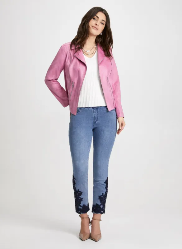 Zip Detail Jacket & Embroidered Jeans sold by Laura