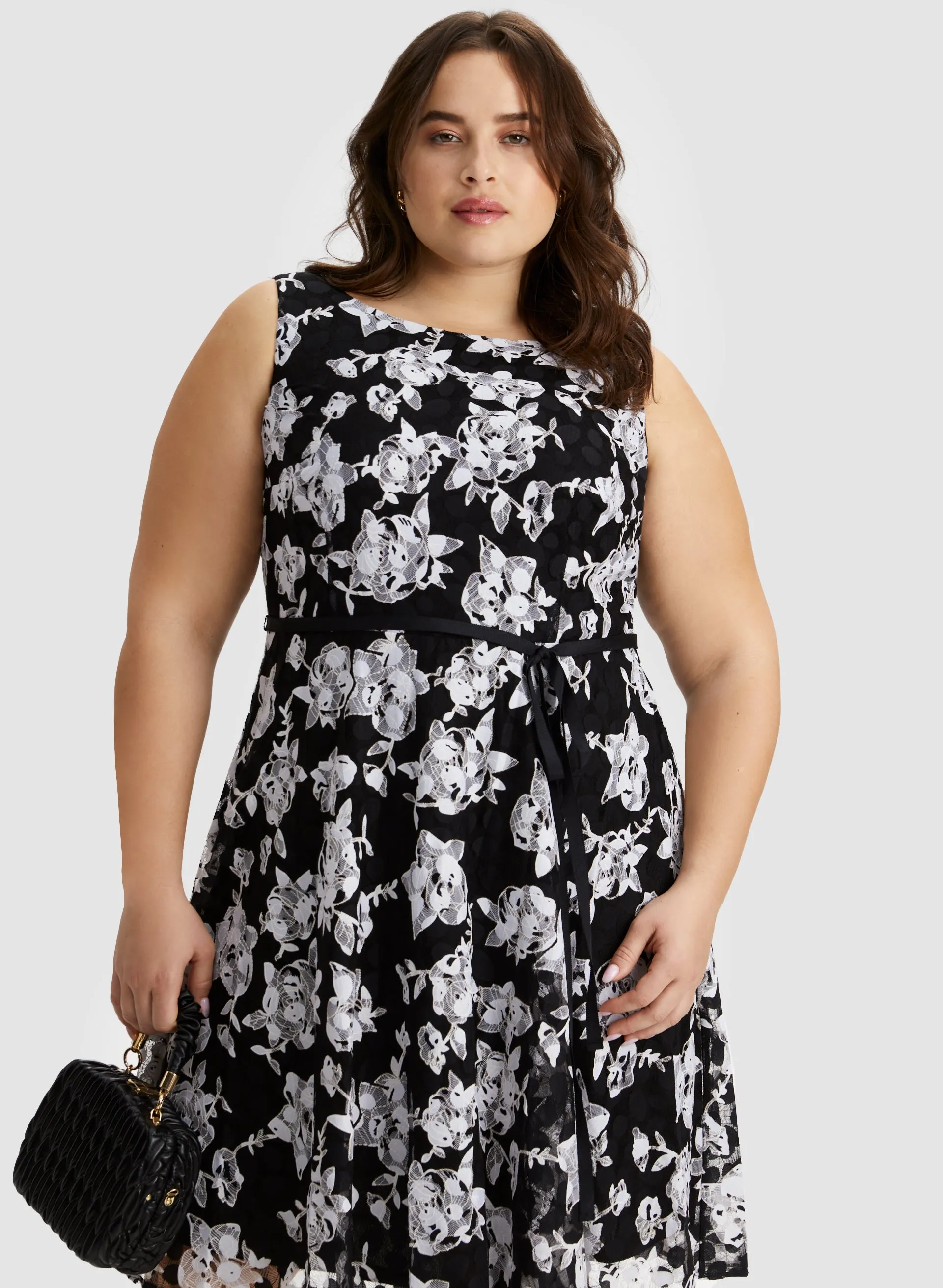 Floral Print Ribbon Belt Dress sold by Laura product image thumbnail 5