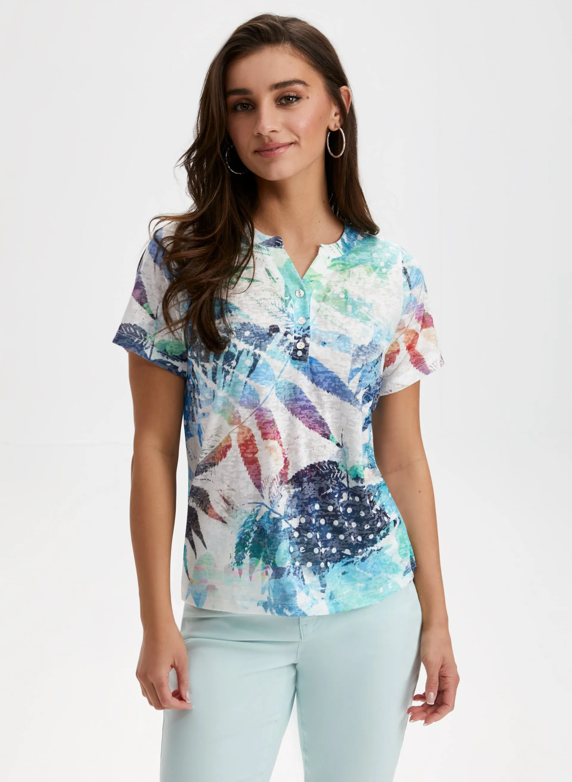 Tropical Print Burnout Tee sold by Laura product image thumbnail 4