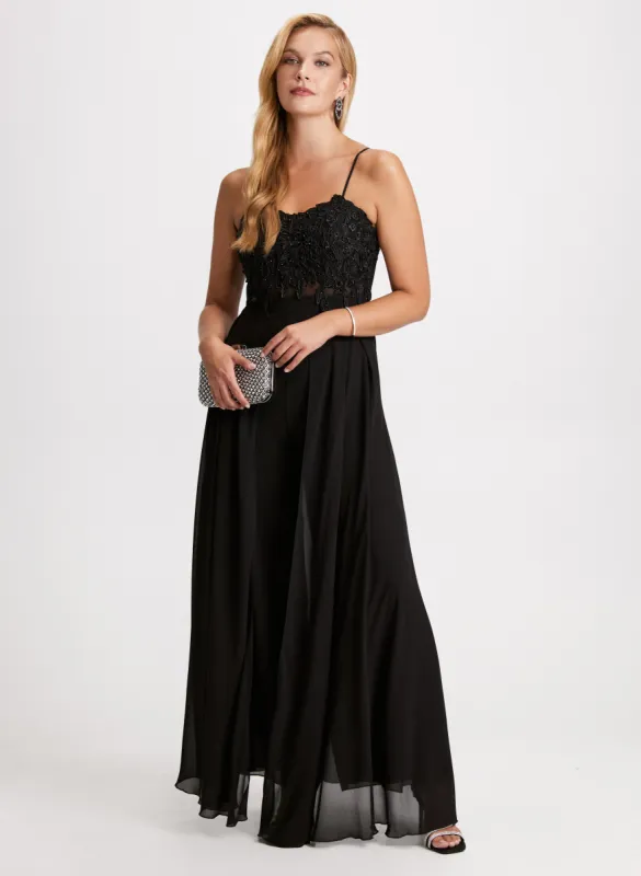 Mesh Detail Georgette Jumpsuit sold by Laura