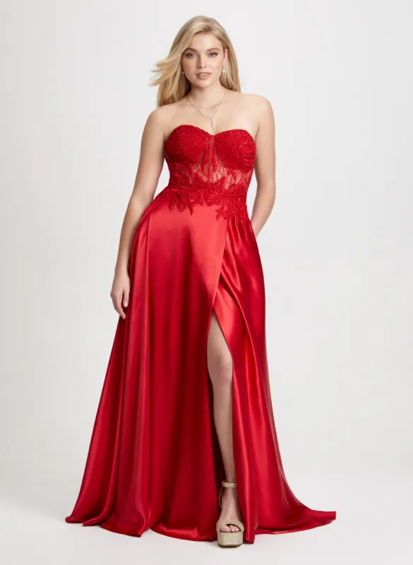 Front Slit Gown & Textured Clutch sold by Laura