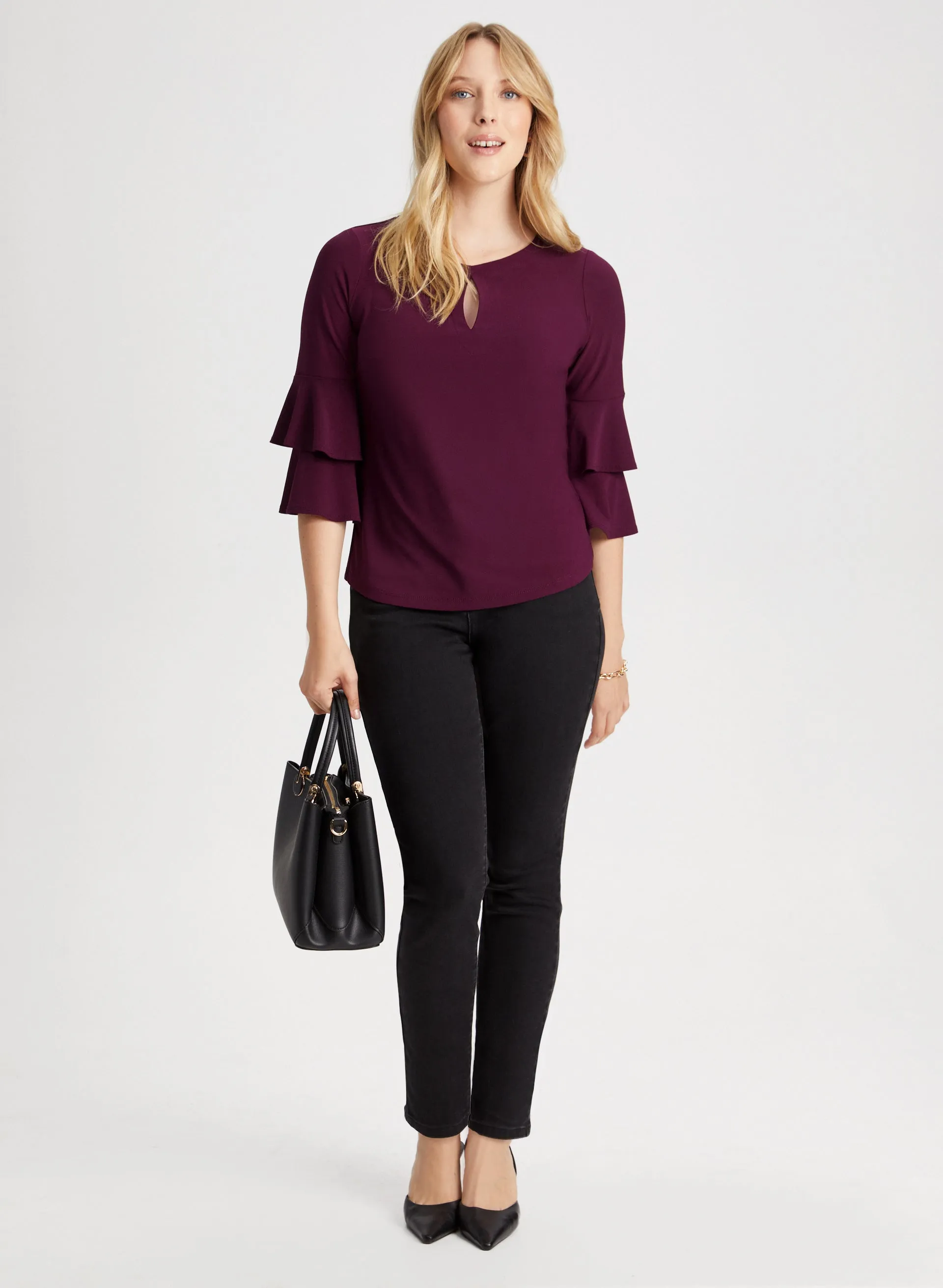 Ruffle Sleeve Keyhole Top sold by Laura product image thumbnail 3