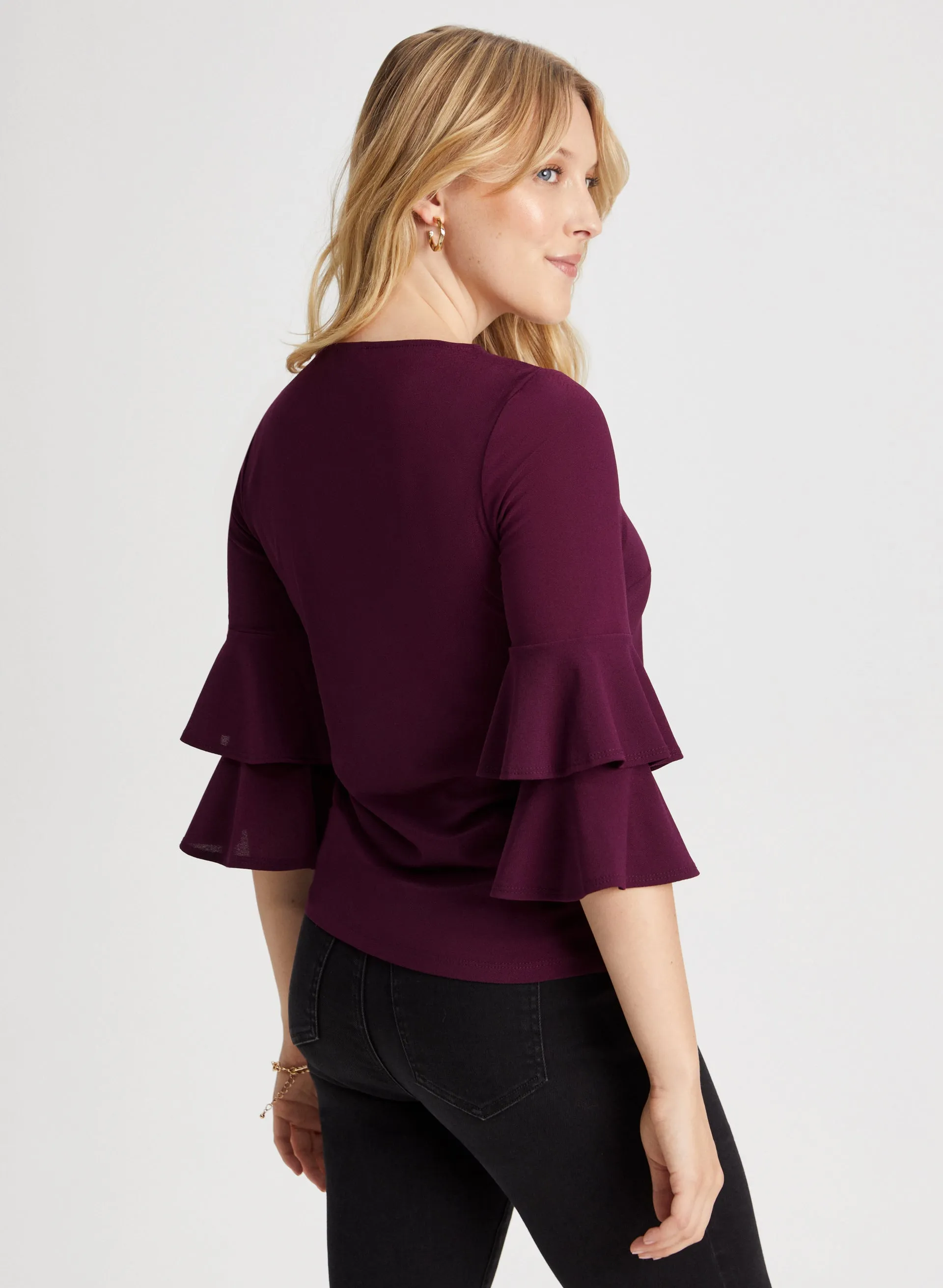 Ruffle Sleeve Keyhole Top sold by Laura product image thumbnail 4