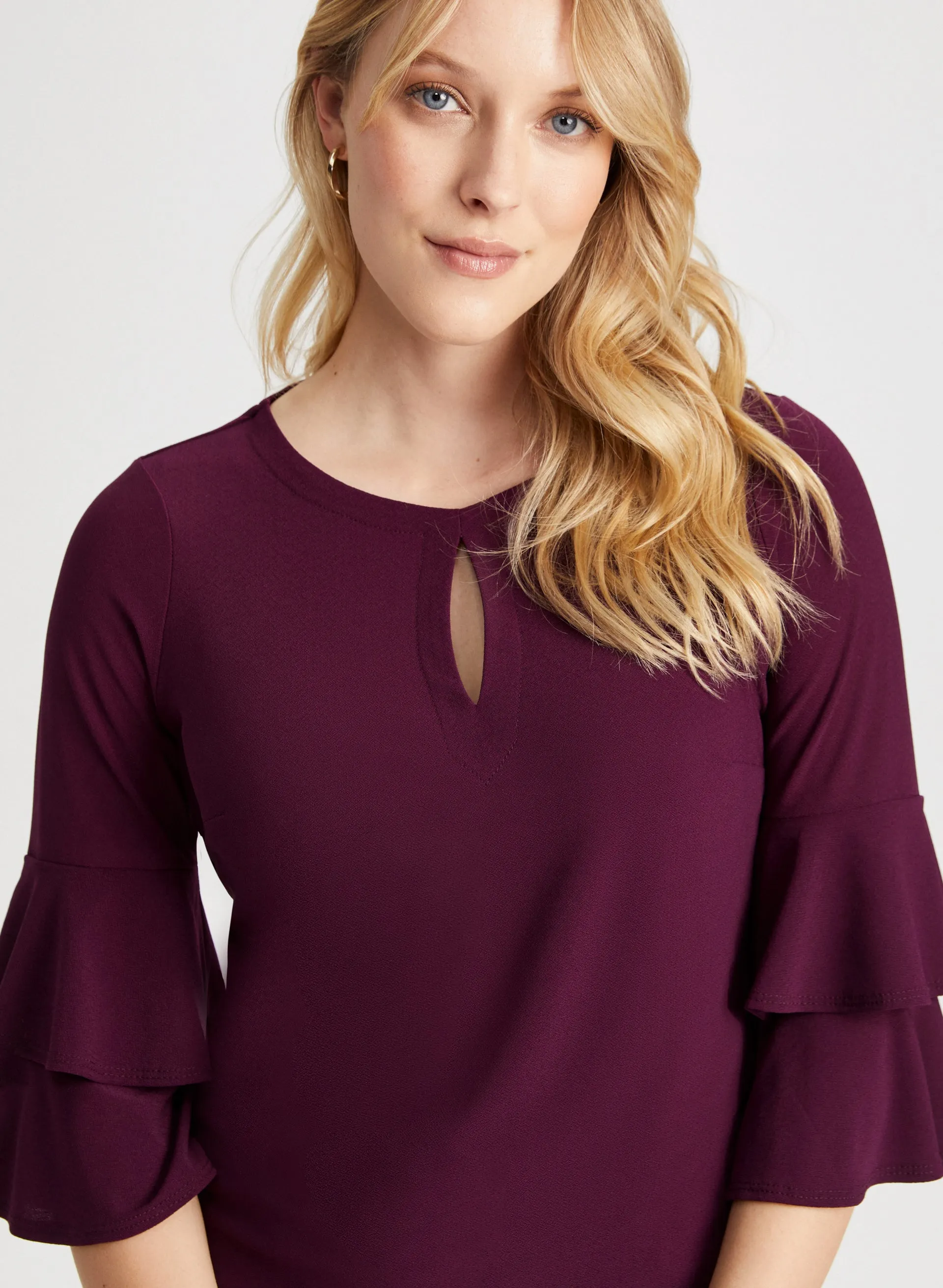 Ruffle Sleeve Keyhole Top sold by Laura product image thumbnail 2