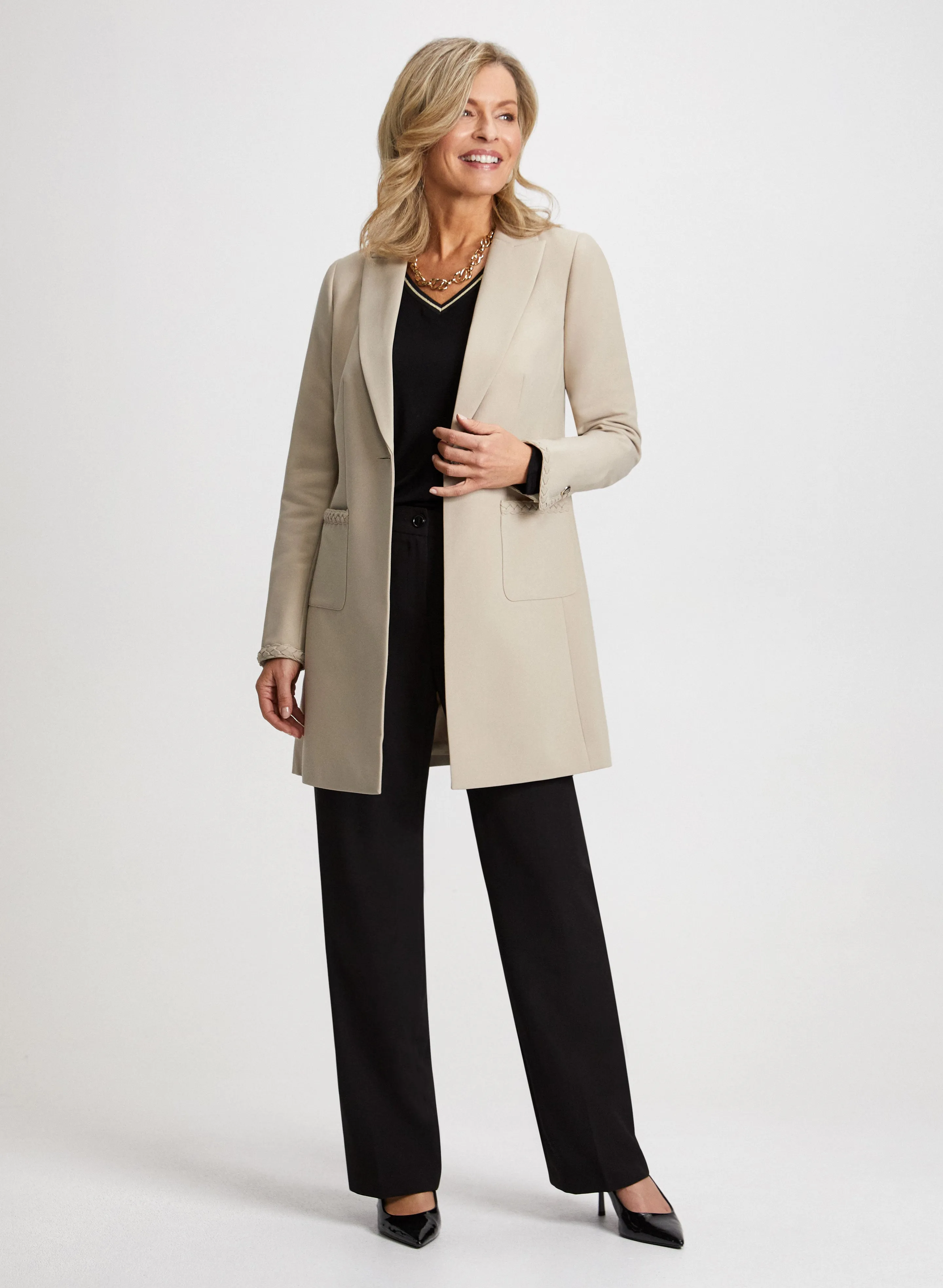 Braided Trim Jacket & Straight Leg Pants sold by Laura