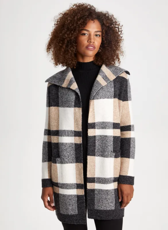 Plaid Open Front Coatigan sold by Laura
