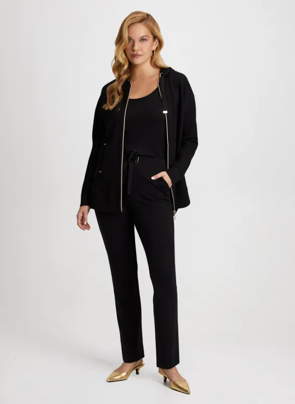 Zip Front Hooded Top & Pull-On Straight Leg Pants sold by Laura