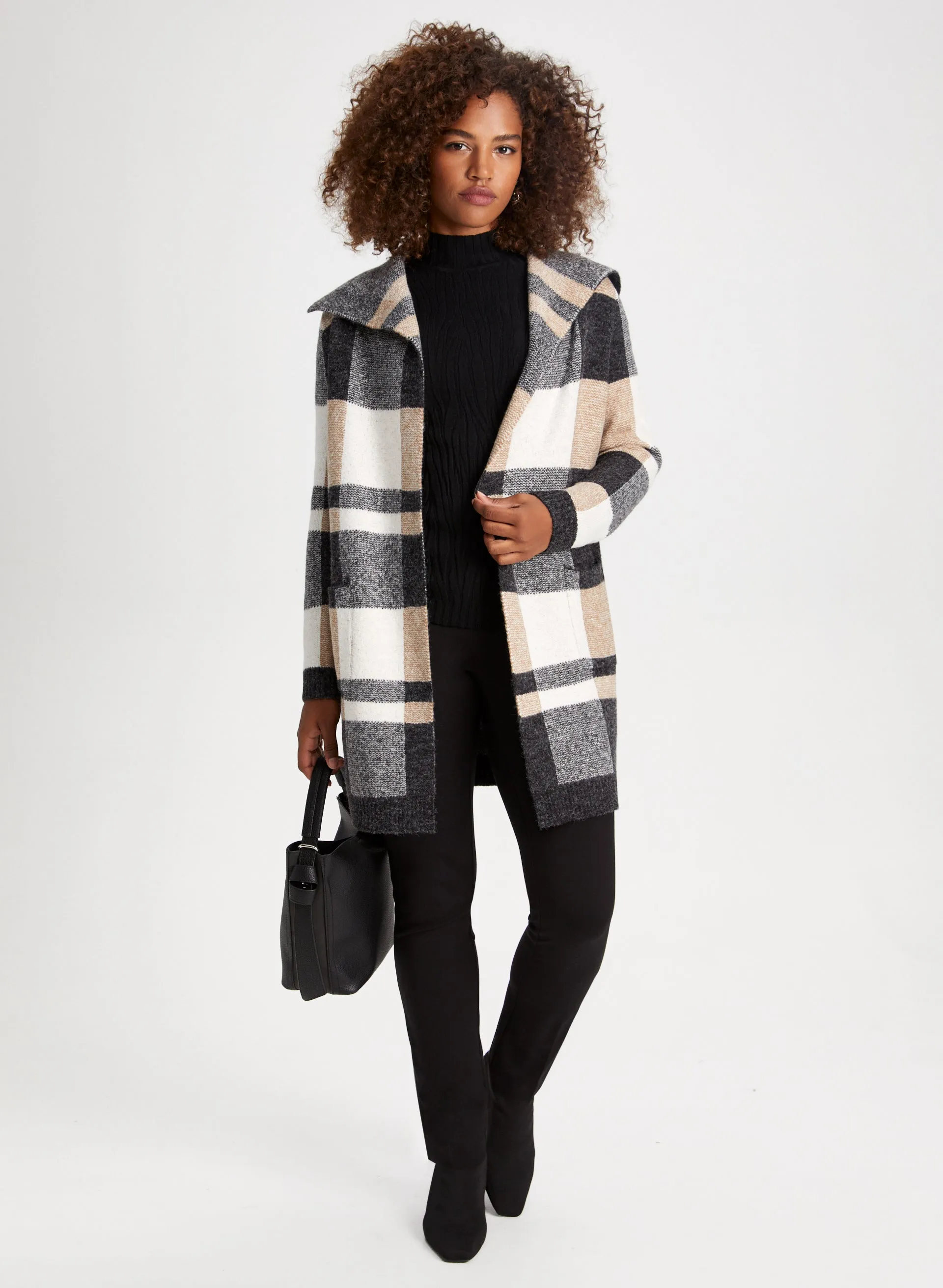 Plaid Open Front Coatigan sold by Laura product image thumbnail 3