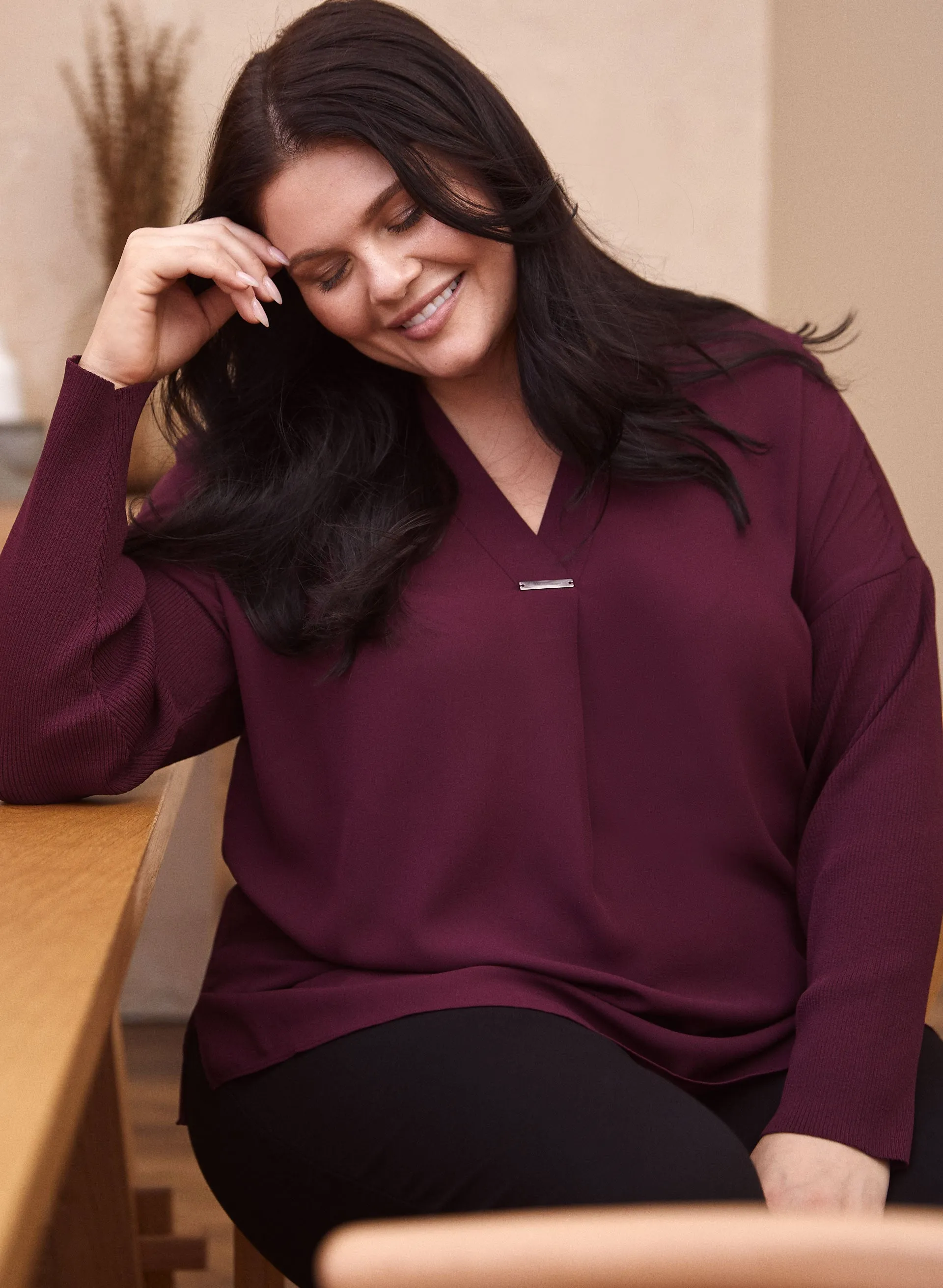 Long Sleeve V-Neck Blouse sold by Laura product image thumbnail 2